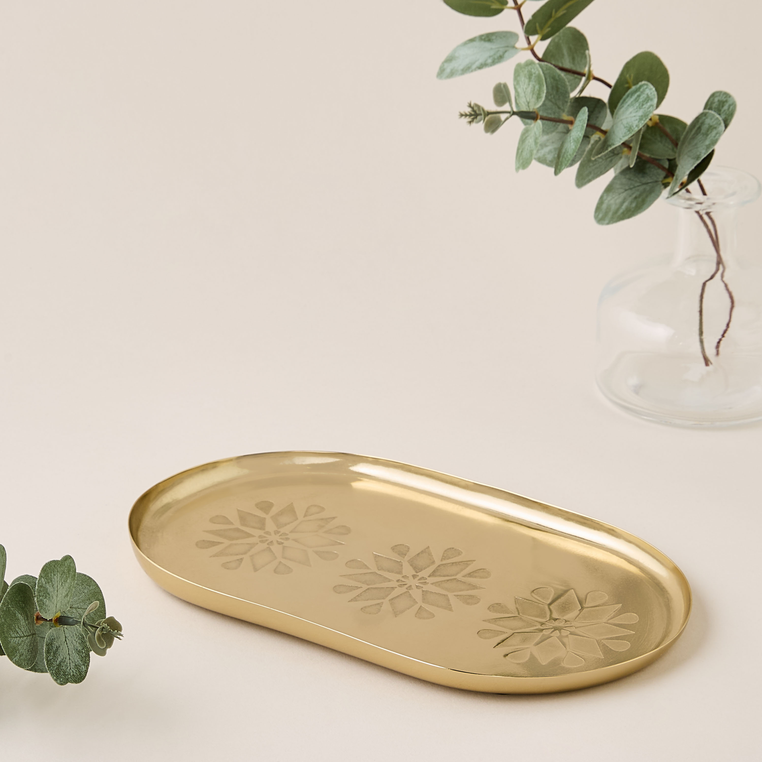 صينية تقديم بيضاوية بنقوش هندسية - 25x15 سم-household-dining-serveware-servingtrays-image-3
