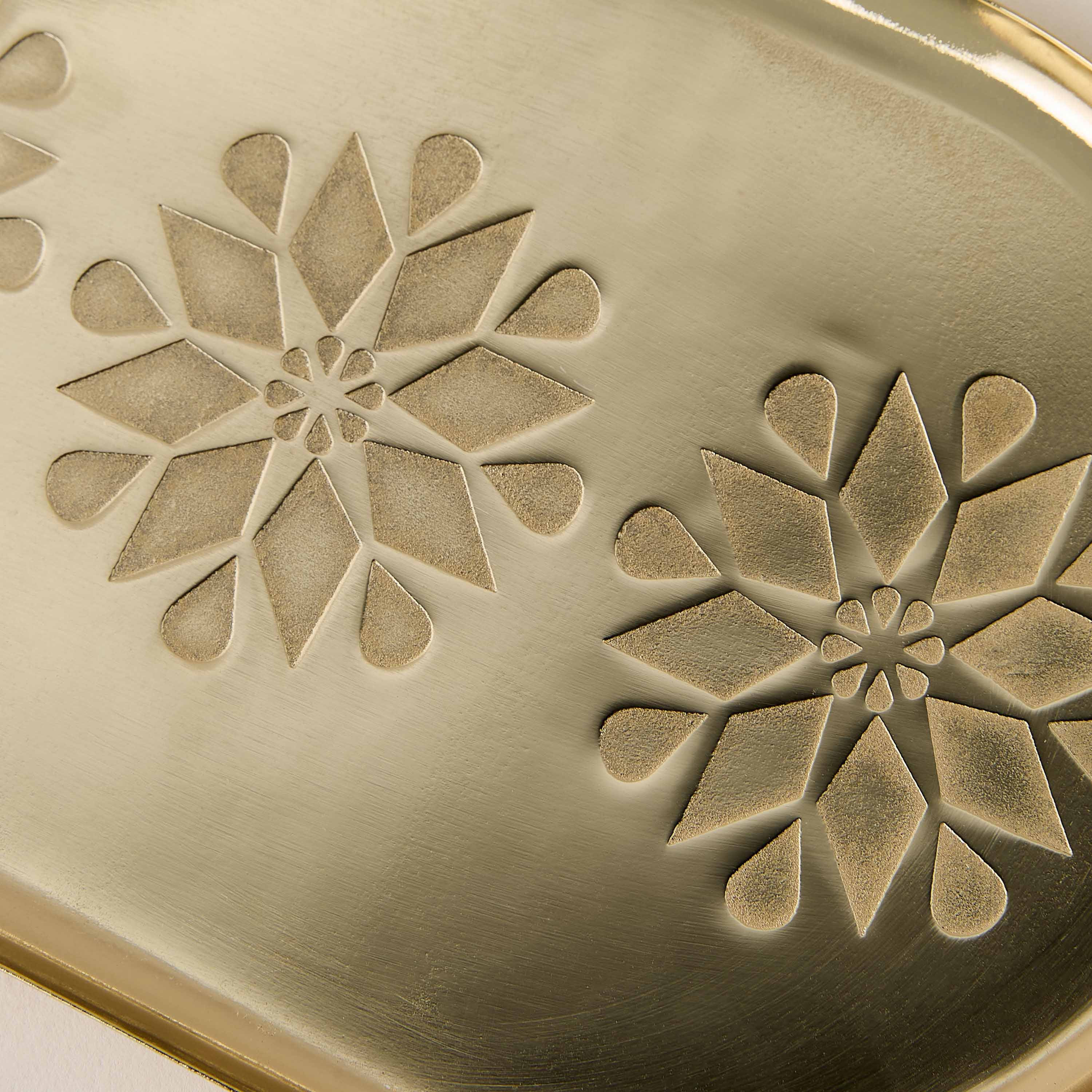 صينية تقديم بيضاوية بنقوش هندسية - 25x15 سم-household-dining-serveware-servingtrays-image-1