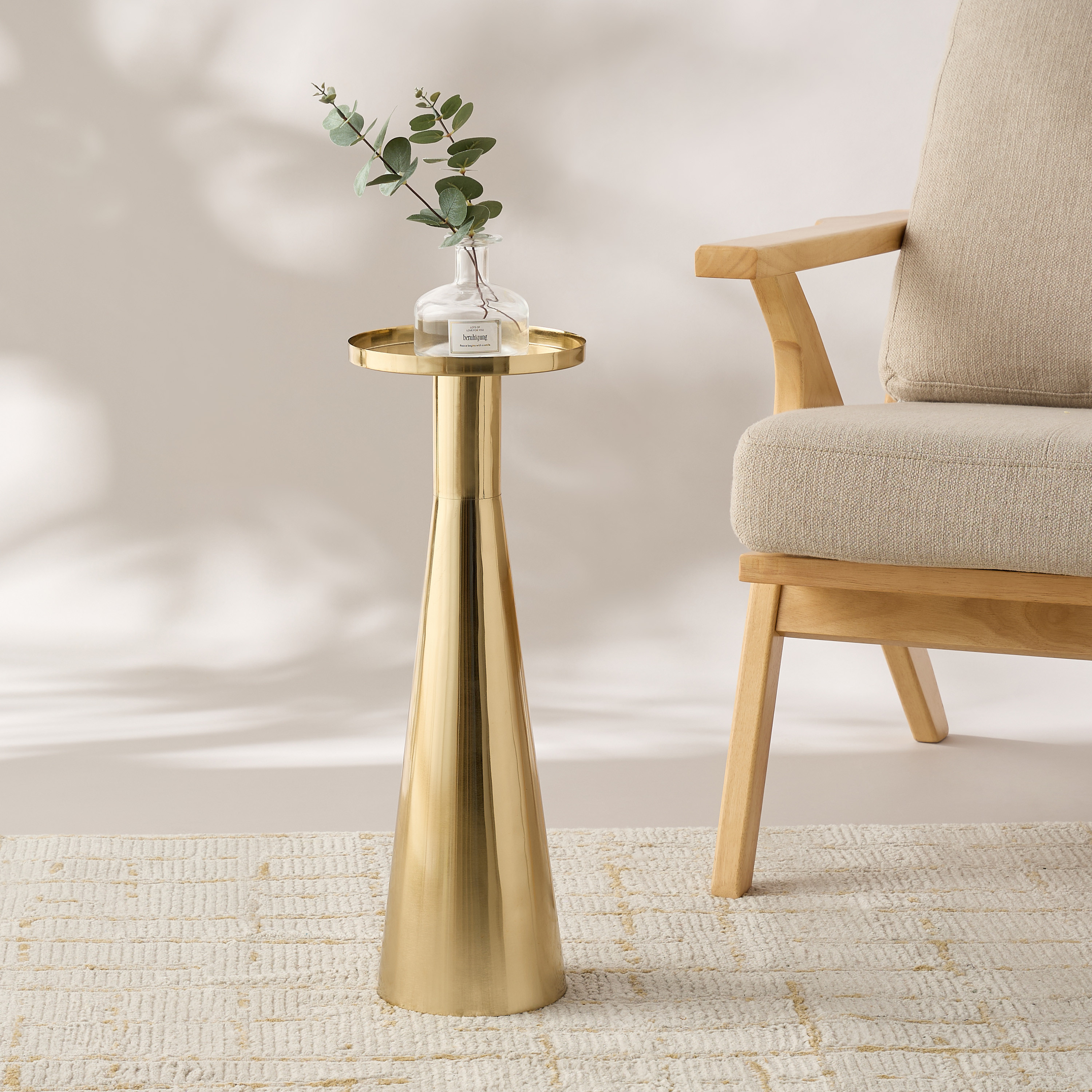Palm Tree Textured Metal Top Pedestal Side Table - 21x57 cms-furniture-livingroom-sideandendtables-image-2