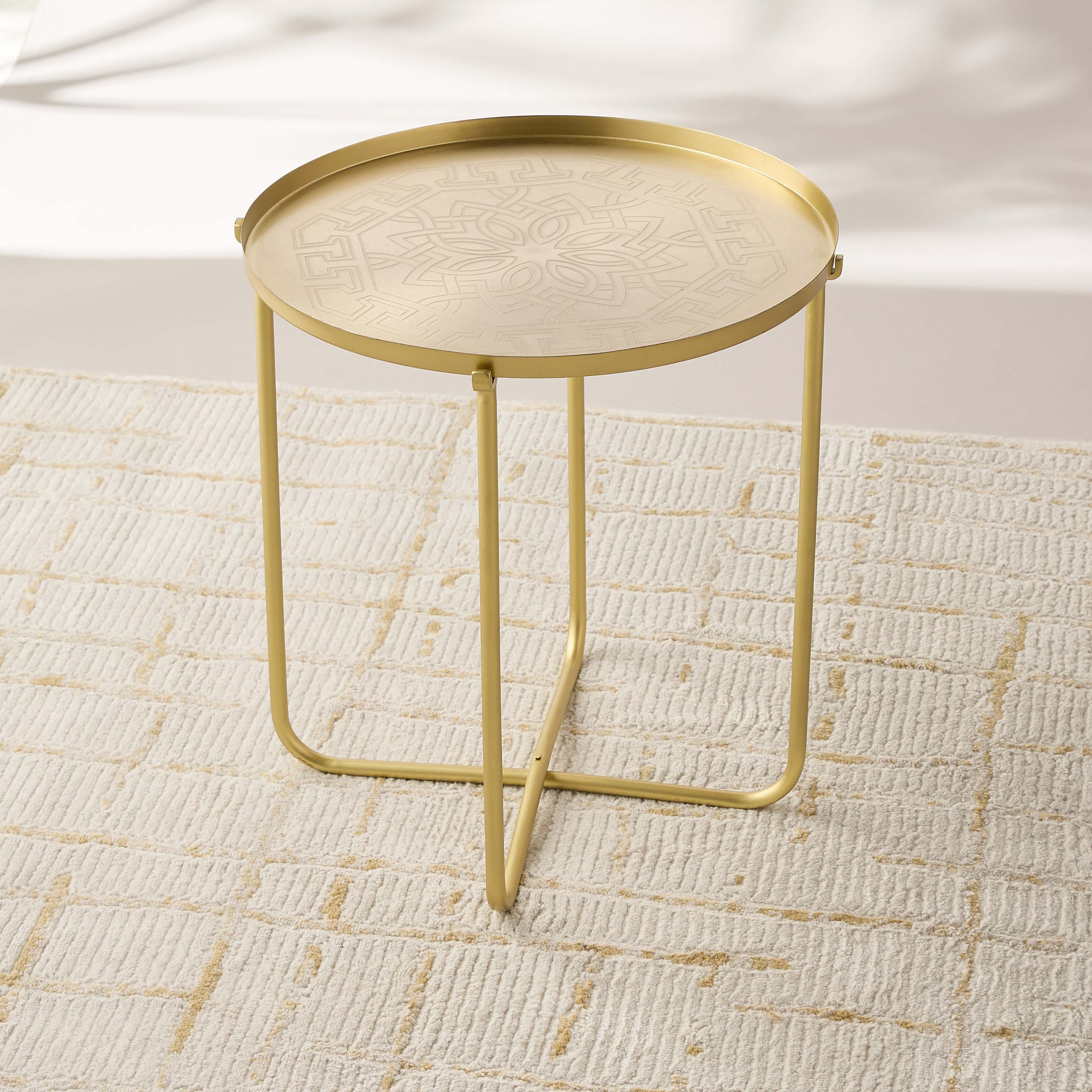 Moroccan Etched Metal Top Side Table - 42x45 cms-furniture-livingroom-sideandendtables-image-1