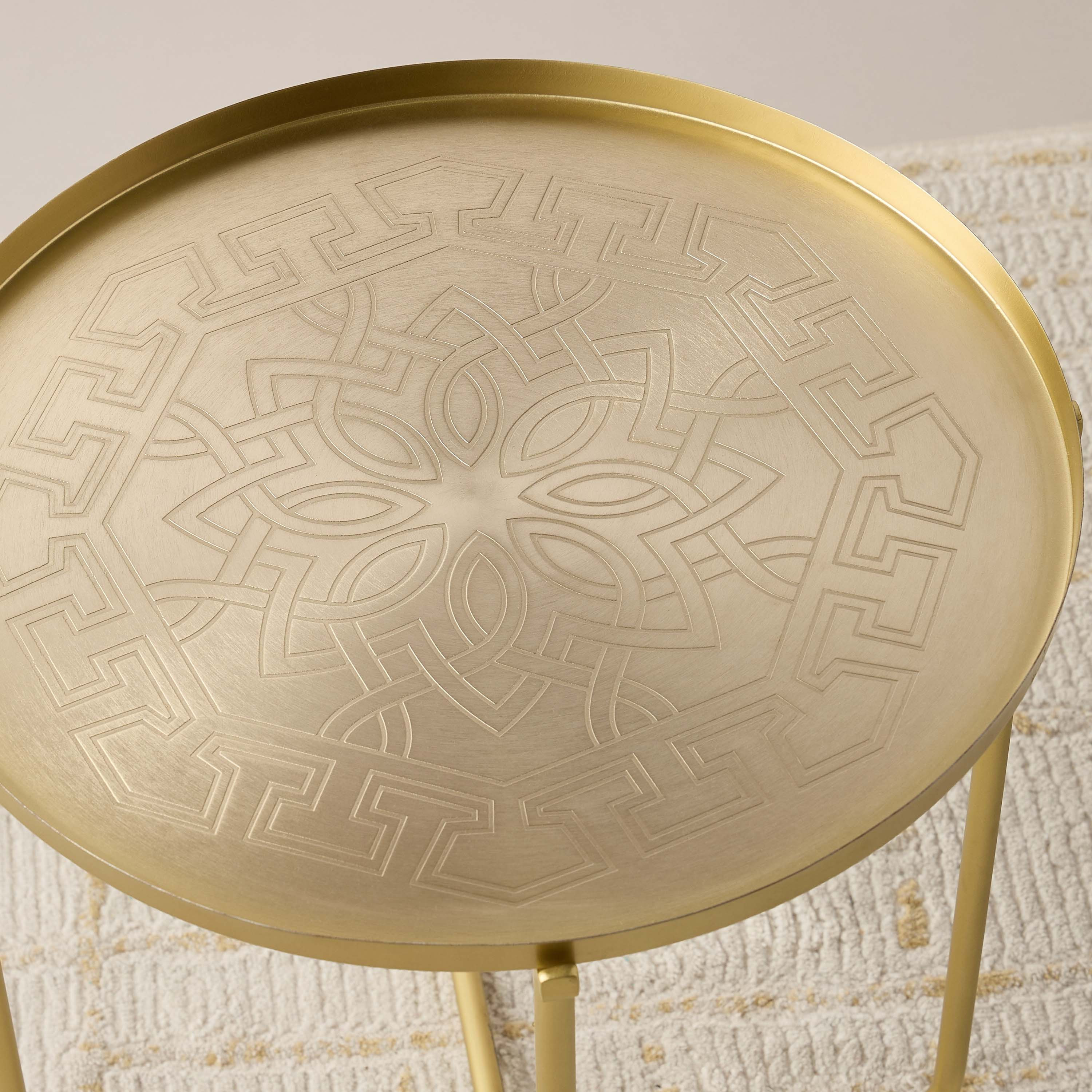 Moroccan Etched Metal Top Side Table - 42x45 cms-furniture-livingroom-sideandendtables-image-3