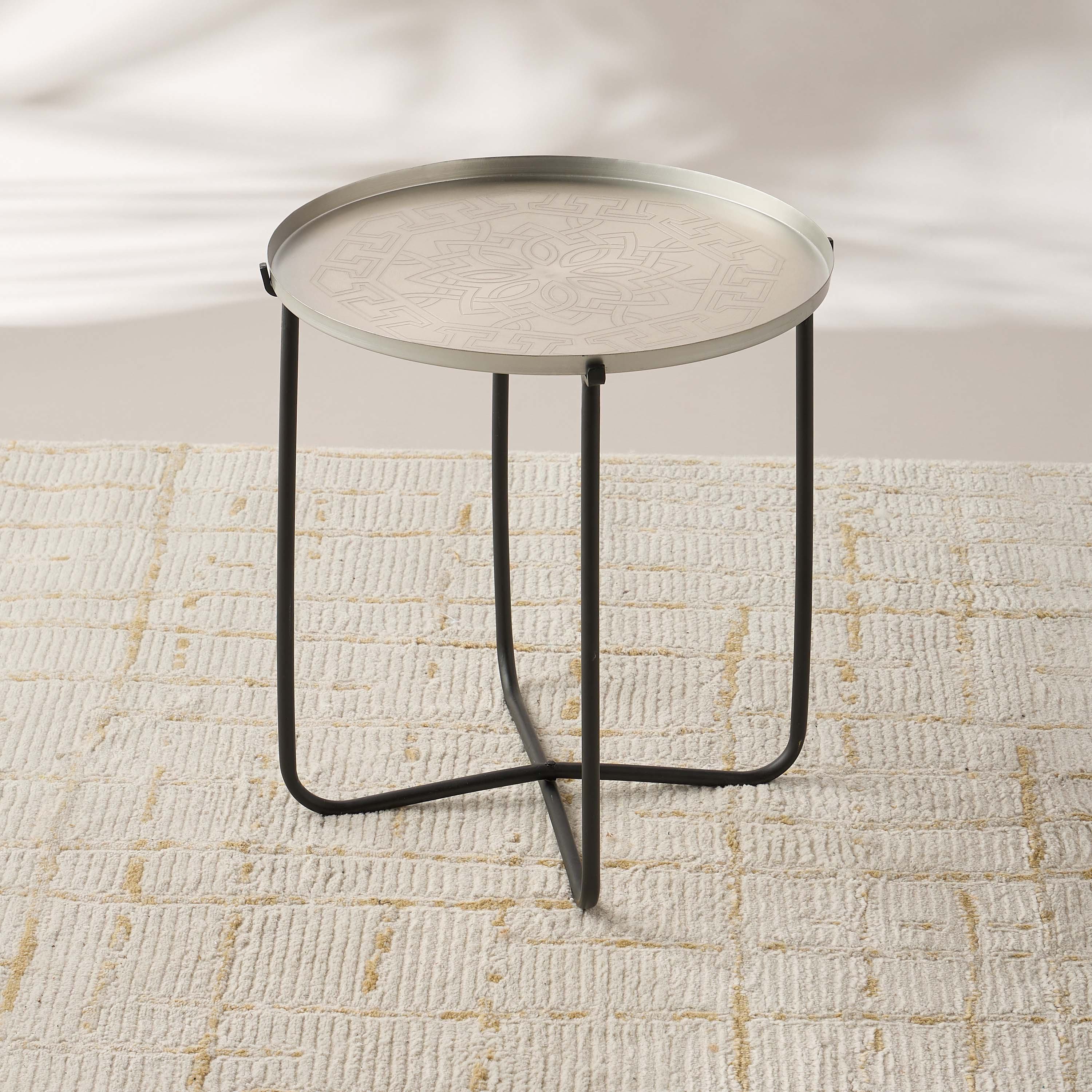 Moroccan Etched Metal Top Side Table - 42x45 cms-furniture-livingroom-sideandendtables-image-1