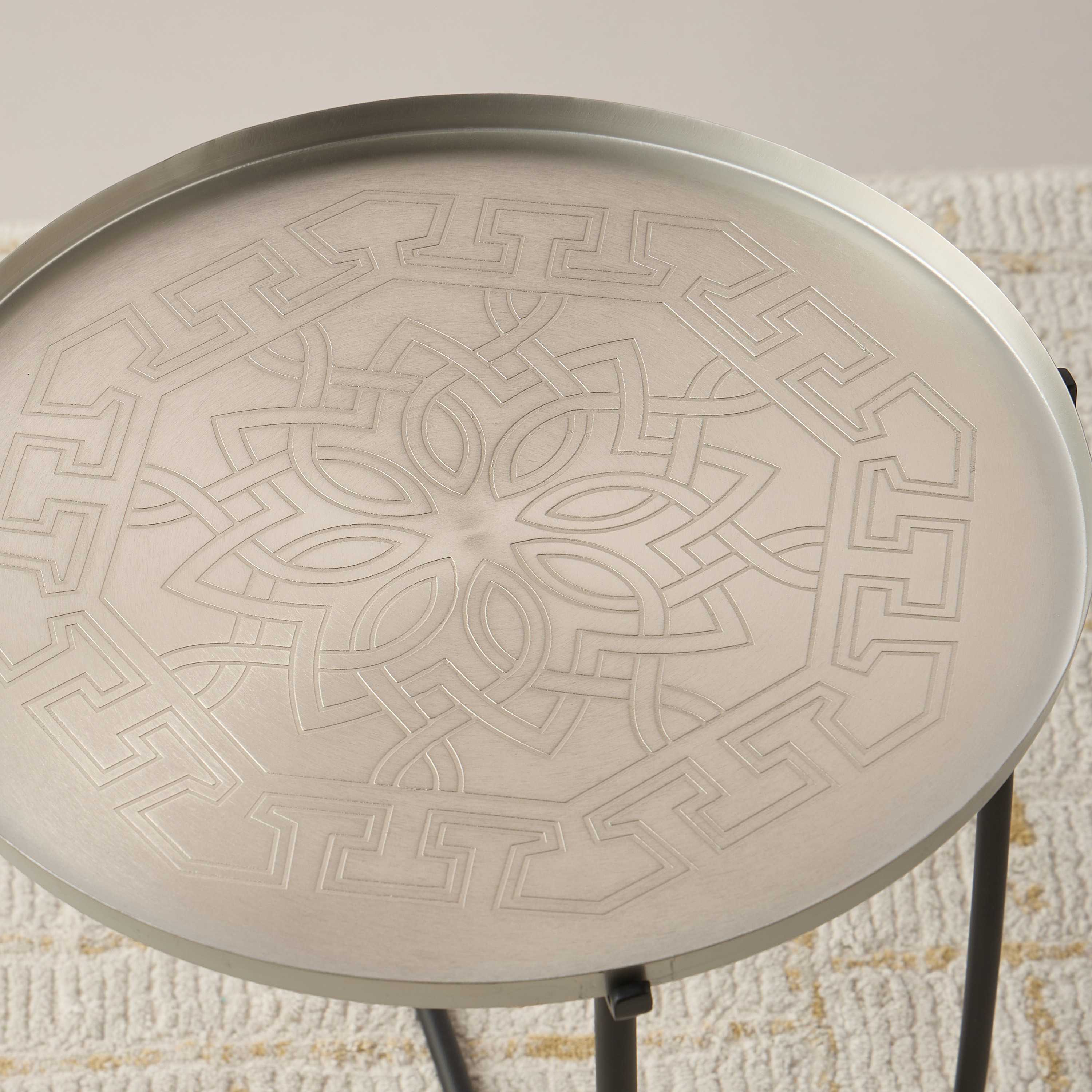 Moroccan Etched Metal Top Side Table - 42x45 cms-furniture-livingroom-sideandendtables-image-3