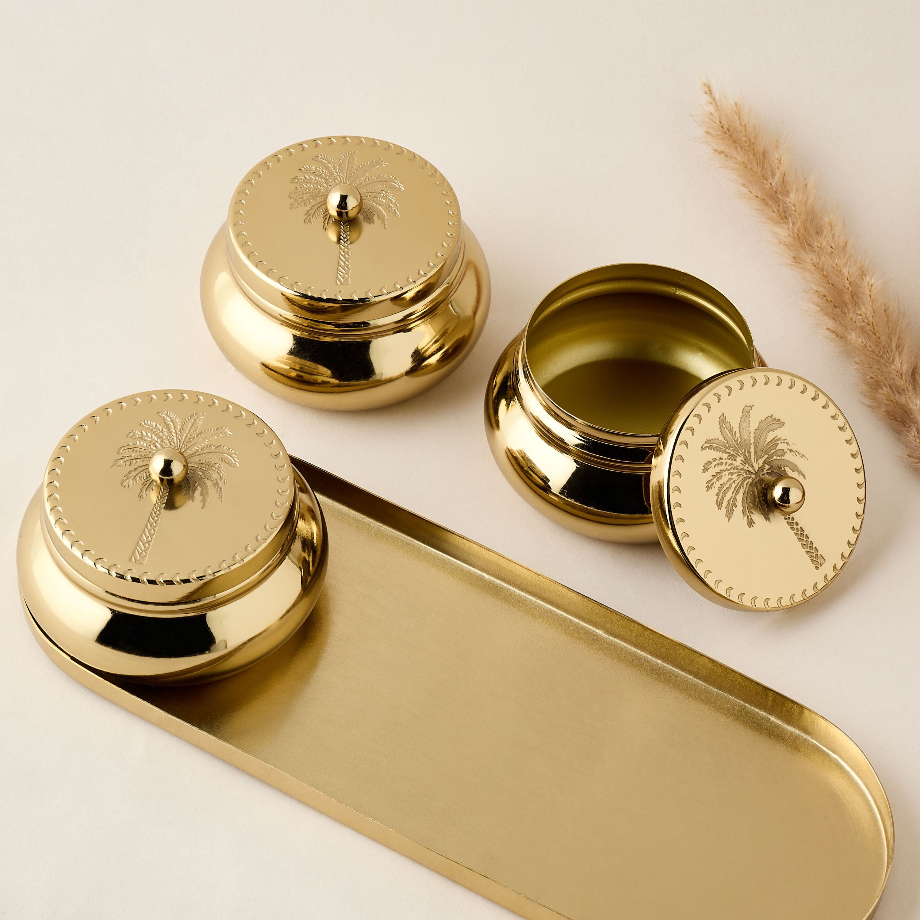 طقم أوعية بنقوش نخلة 3 قطع مع صينية-household-dining-serveware-servingtrays-image-3