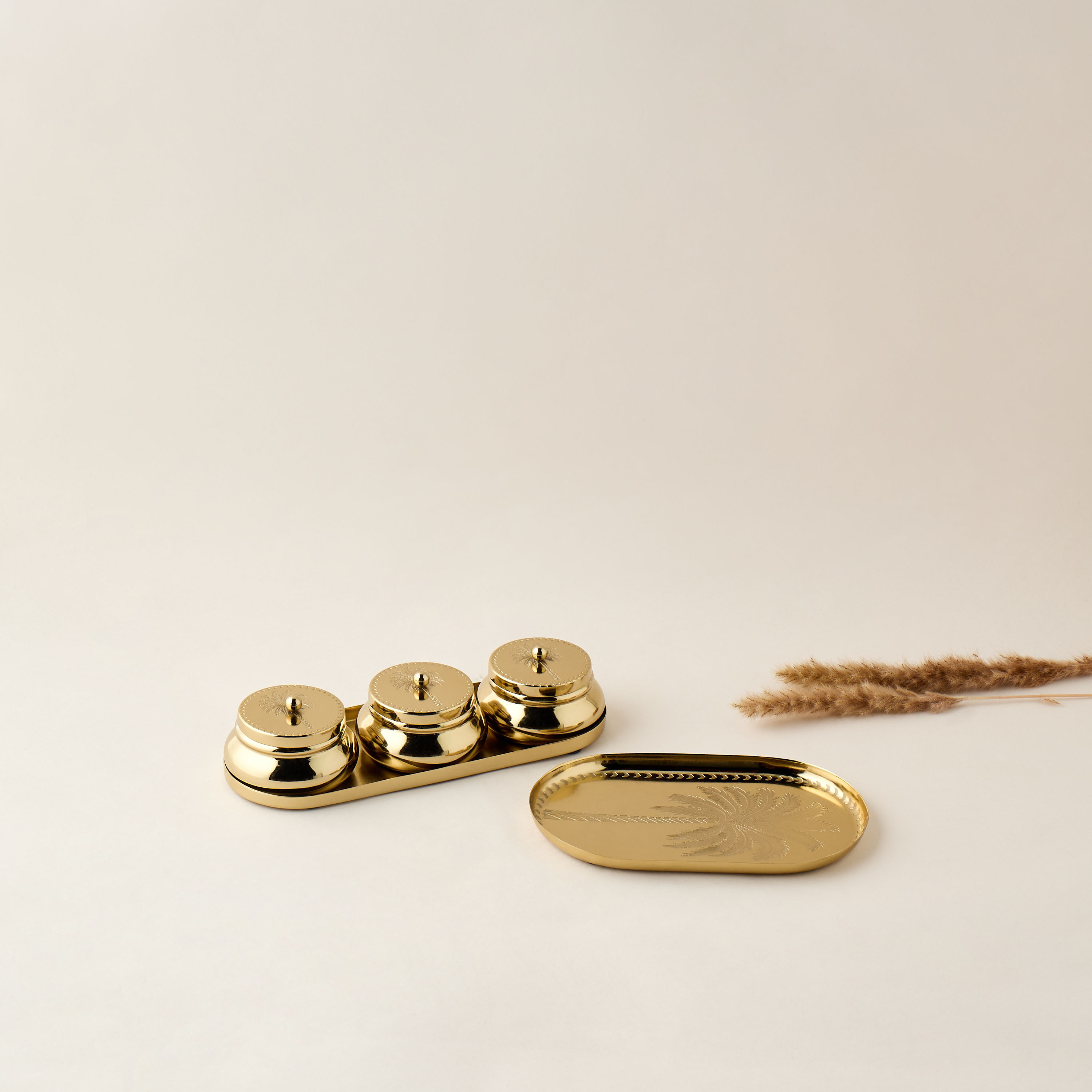 Palm Tree Embossed 3-Piece Bowl Set with Tray-household-dining-serveware-servingtrays-image-5