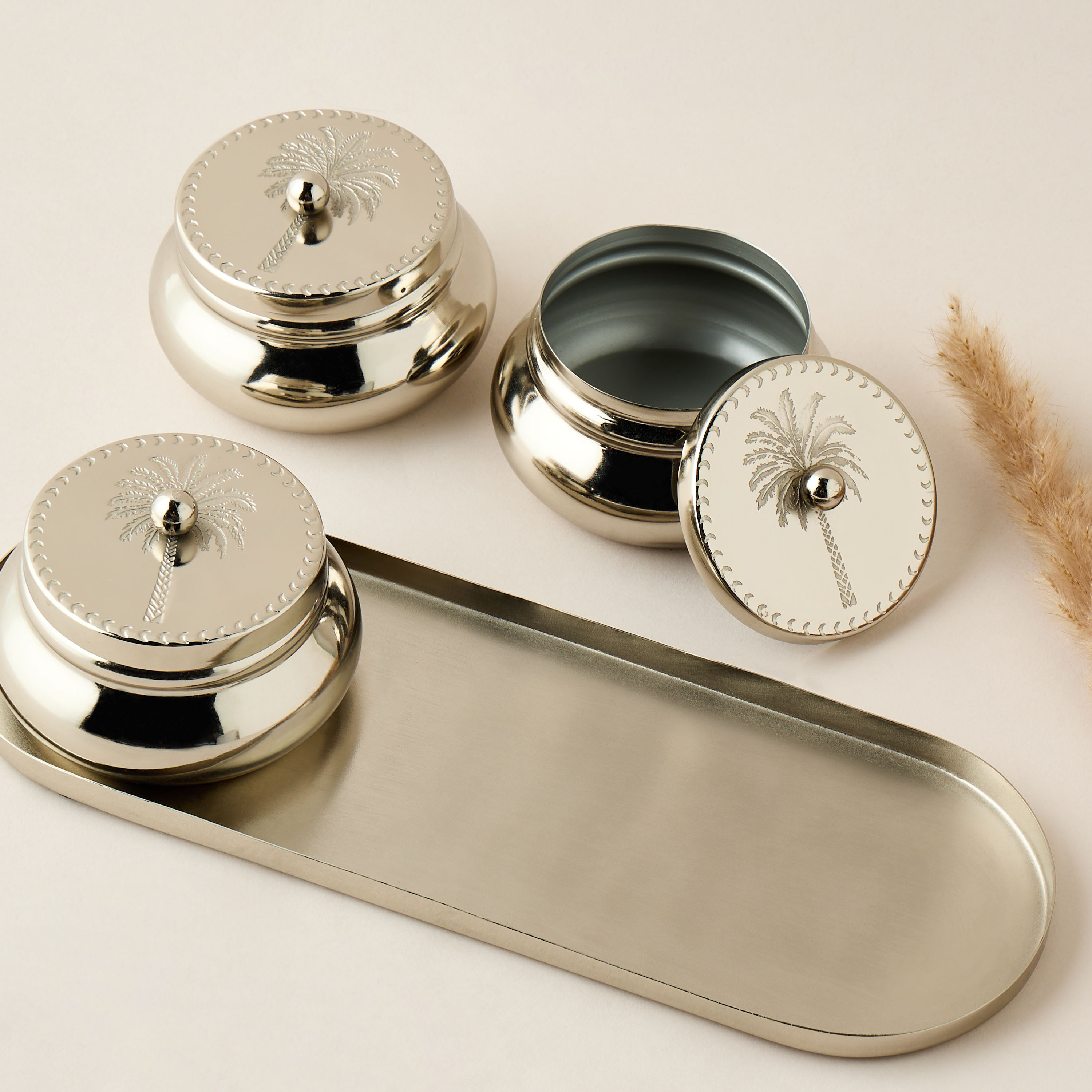 طقم أوعية بنقوش نخلة 3 قطع مع صينية-household-dining-serveware-servingtrays-image-2