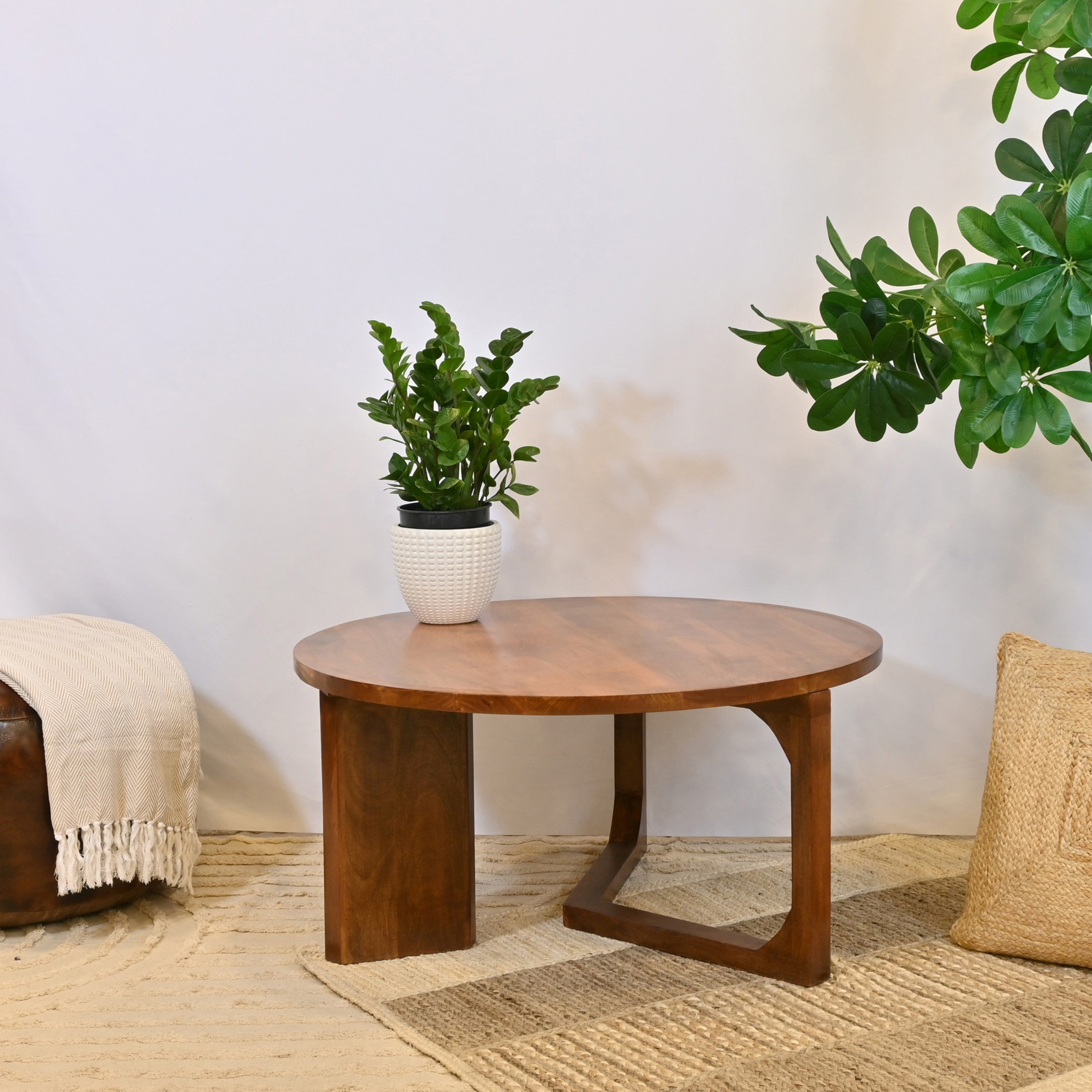 Crafted by Lifestyle Wooden Round Coffee Table - 90x45 cms-furniture-livingroom-coffeetables-image-1