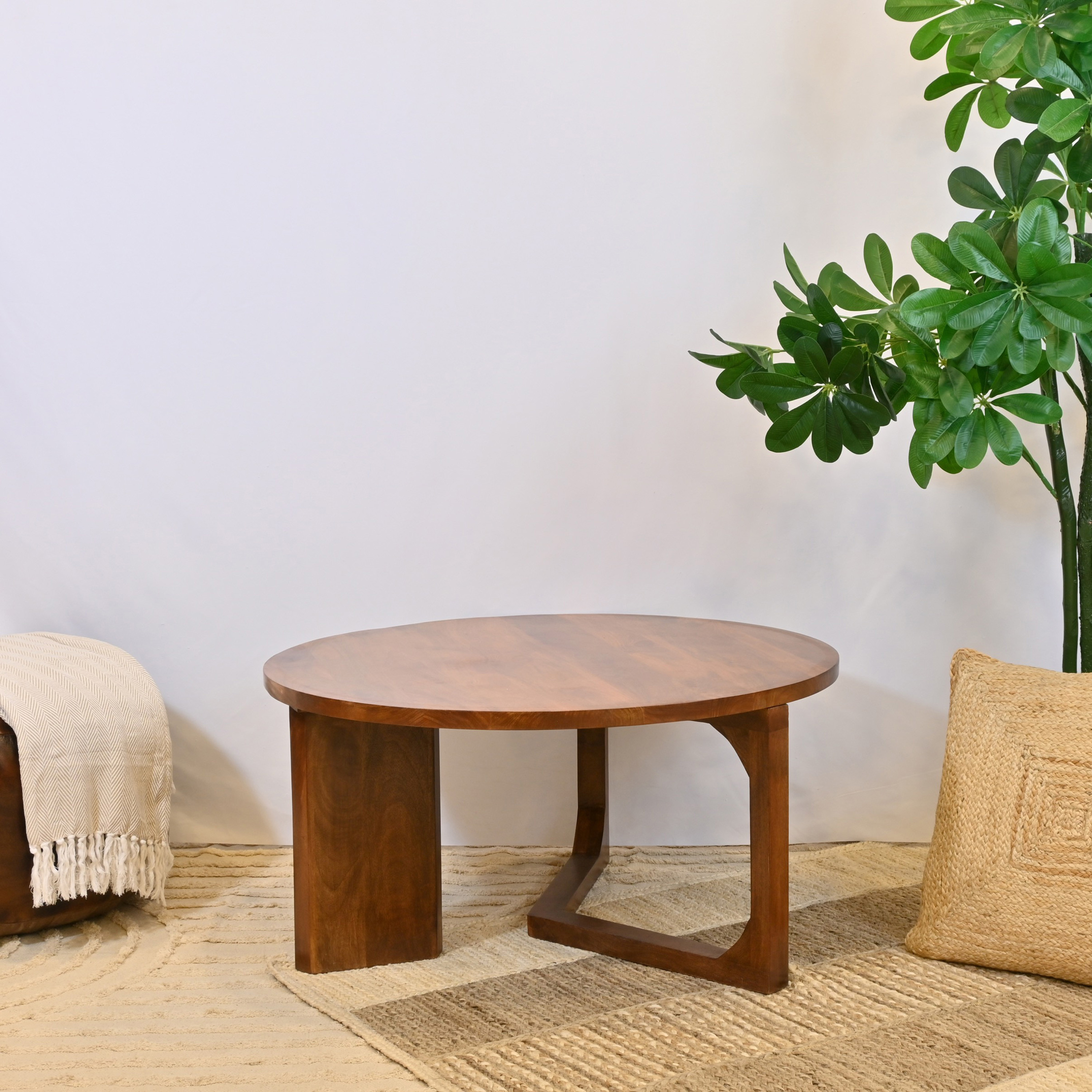 طاولة قهوة خشبية مستديرة من لايف ستايل - 90×45 سم-furniture-livingroom-coffeetables-image-2
