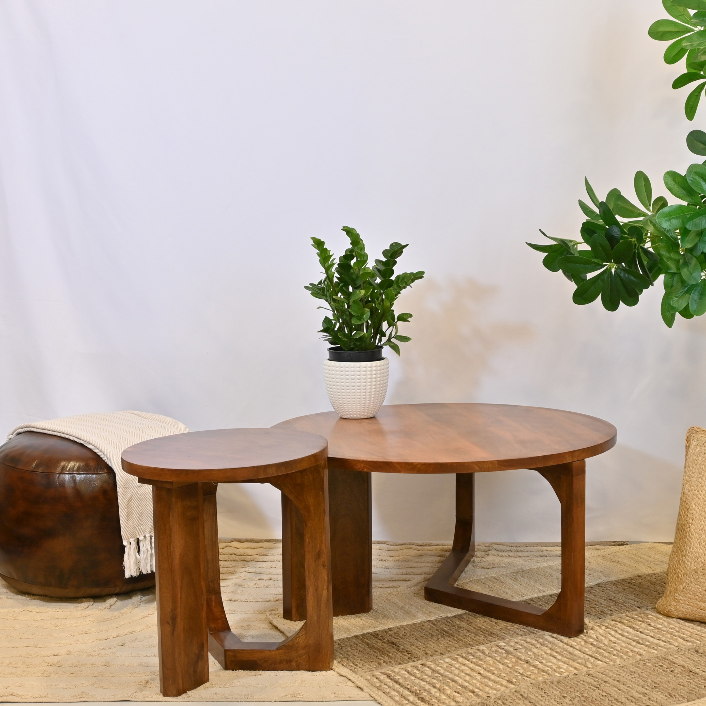 Crafted by Lifestyle Wooden Round Coffee Table - 90x45 cms-furniture-livingroom-coffeetables-image-4