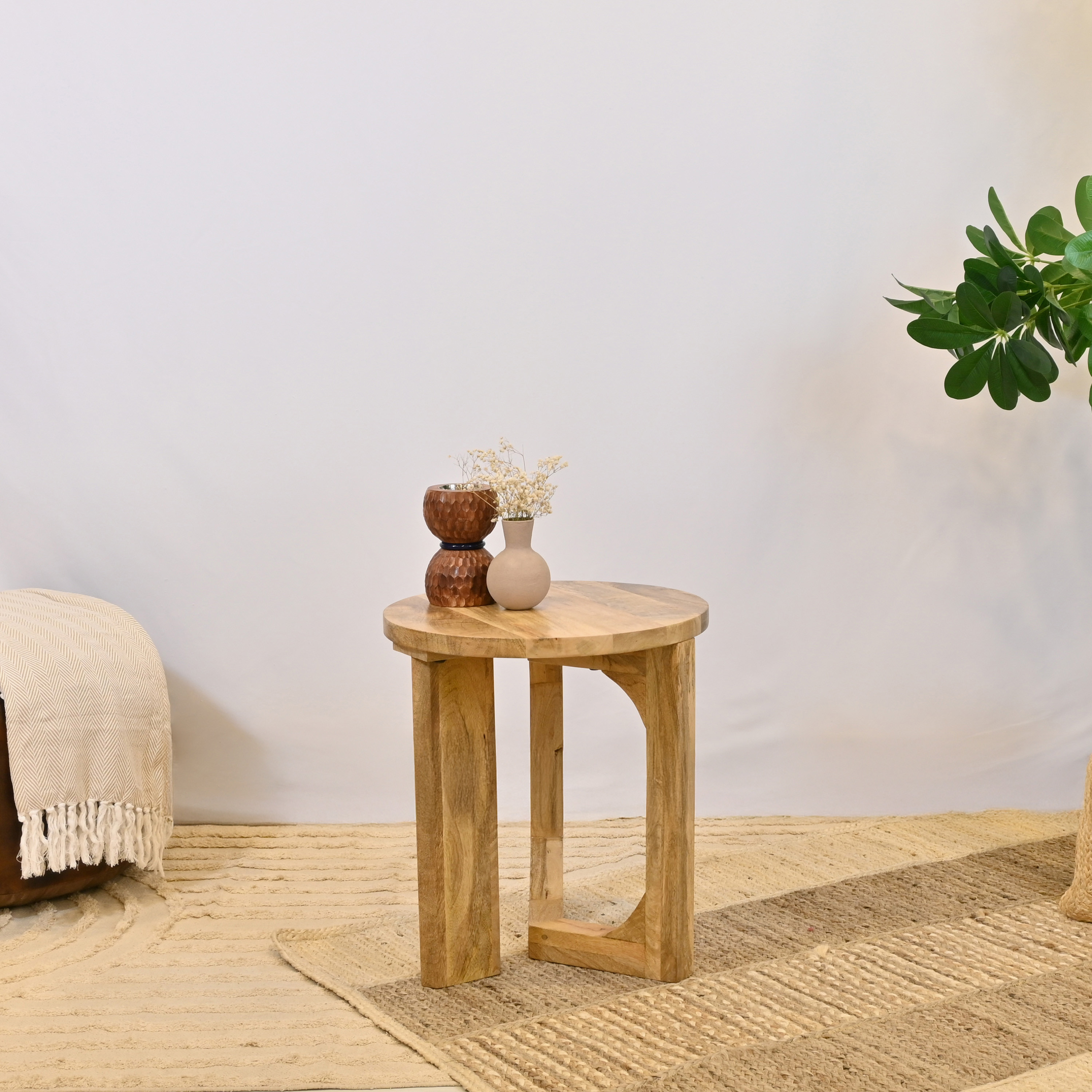 Crafted by Lifestyle Wooden Round Accent Table - 45x50 cms-furniture-livingroom-sideandendtables-image-1