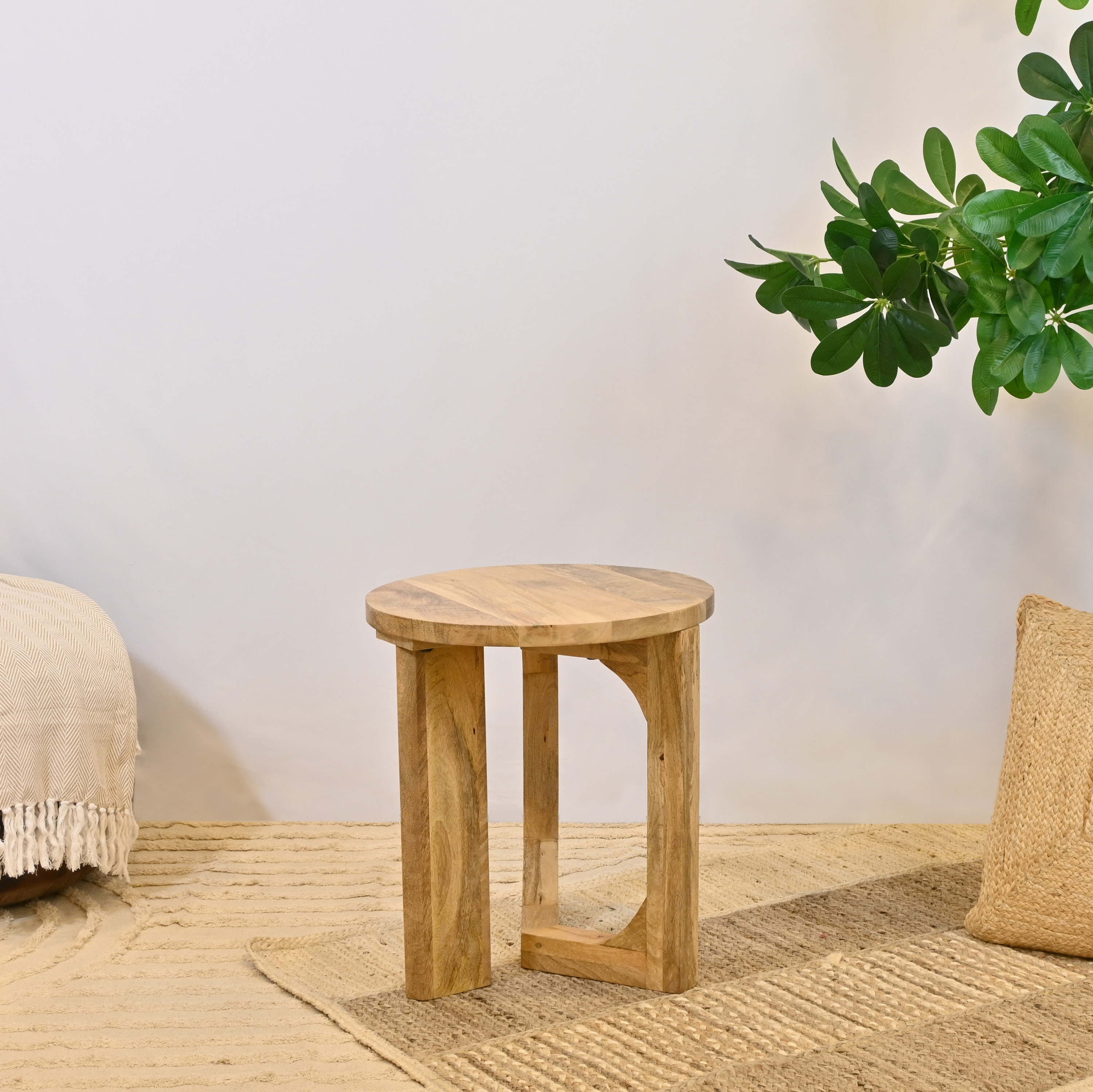 Crafted by Lifestyle Wooden Round Accent Table - 45x50 cms-furniture-livingroom-sideandendtables-image-2