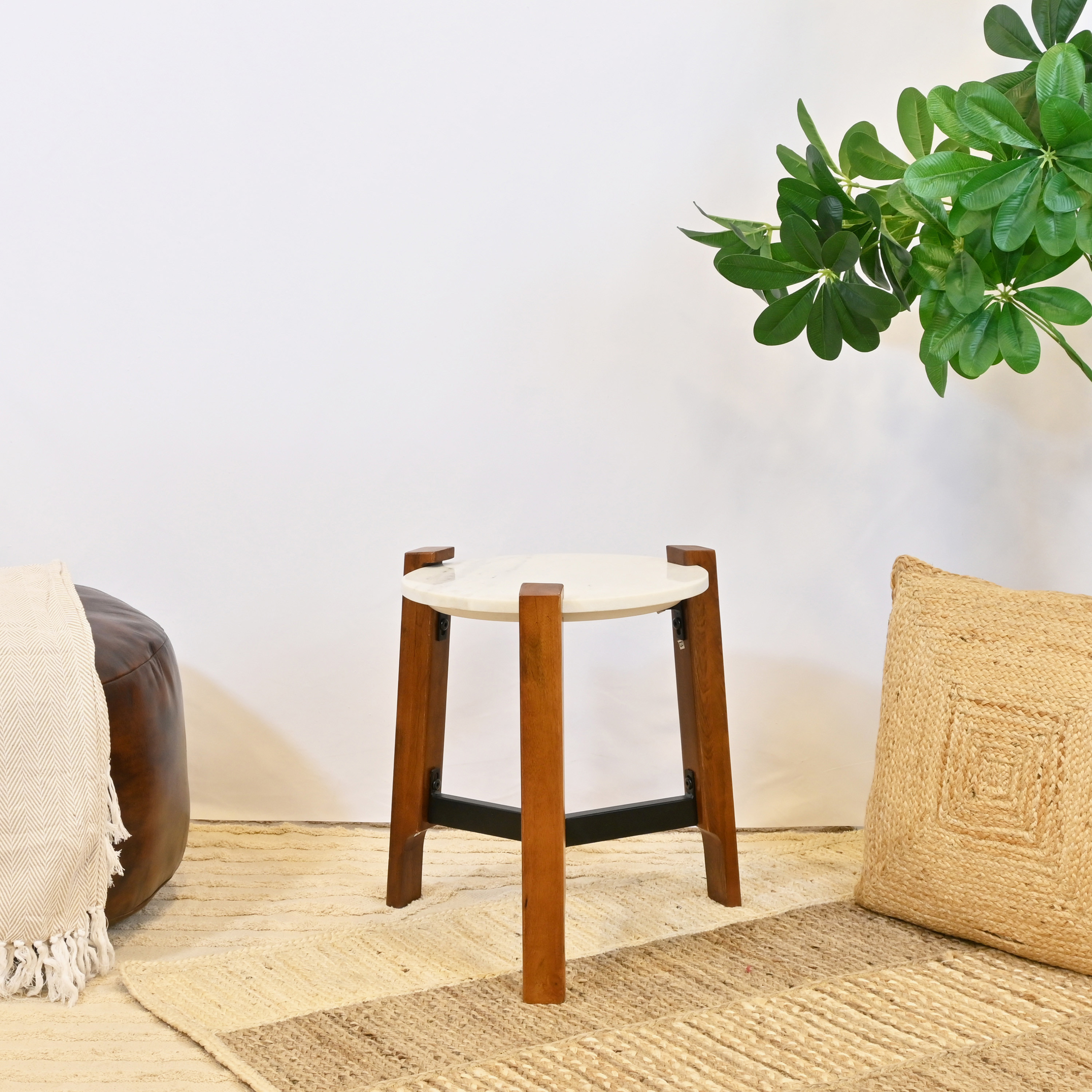 Crafted by Lifestyle Marble Top Side Table - 40x50 cms-furniture-livingroom-sideandendtables-image-2