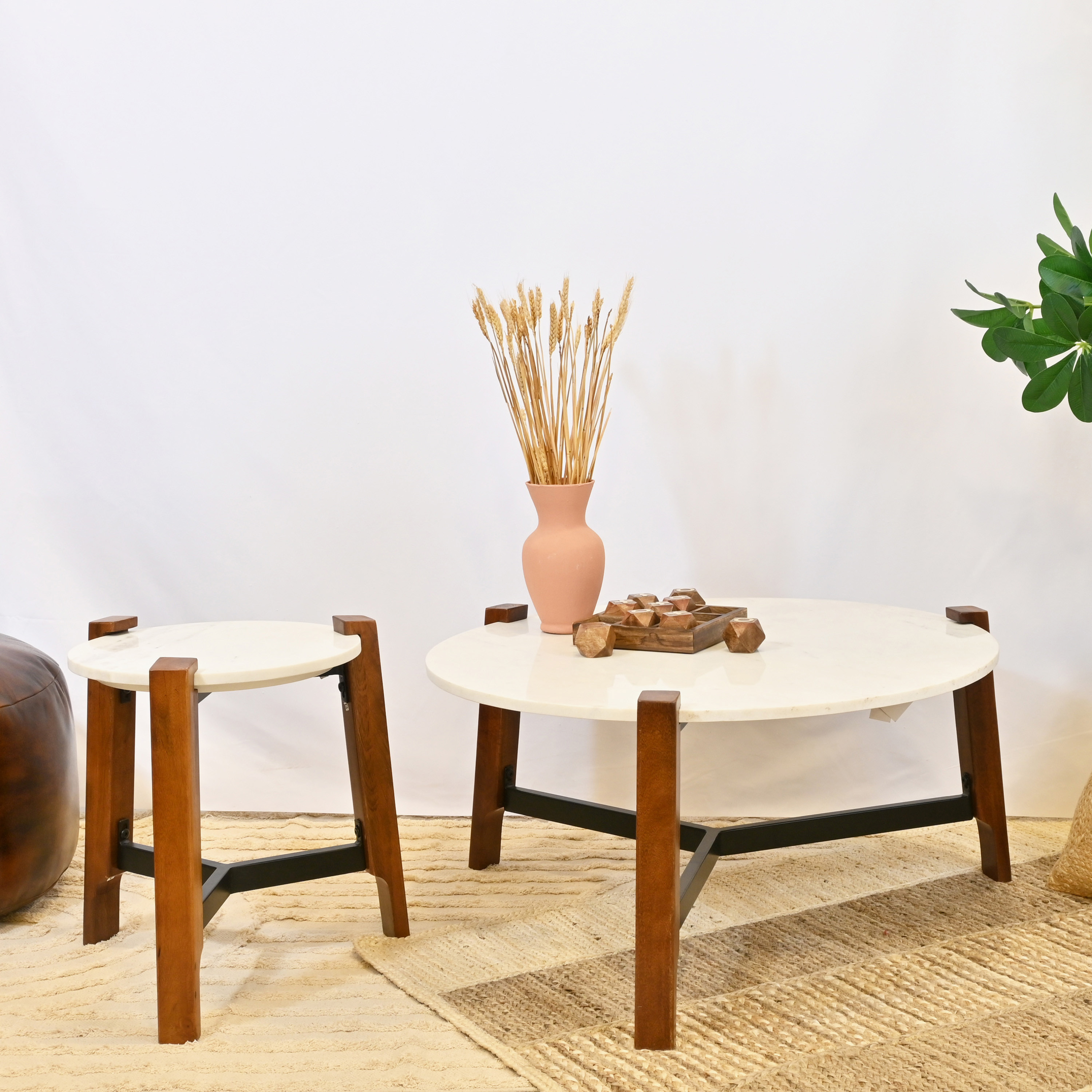 Crafted by Lifestyle Marble Top Side Table - 40x50 cms-furniture-livingroom-sideandendtables-image-5