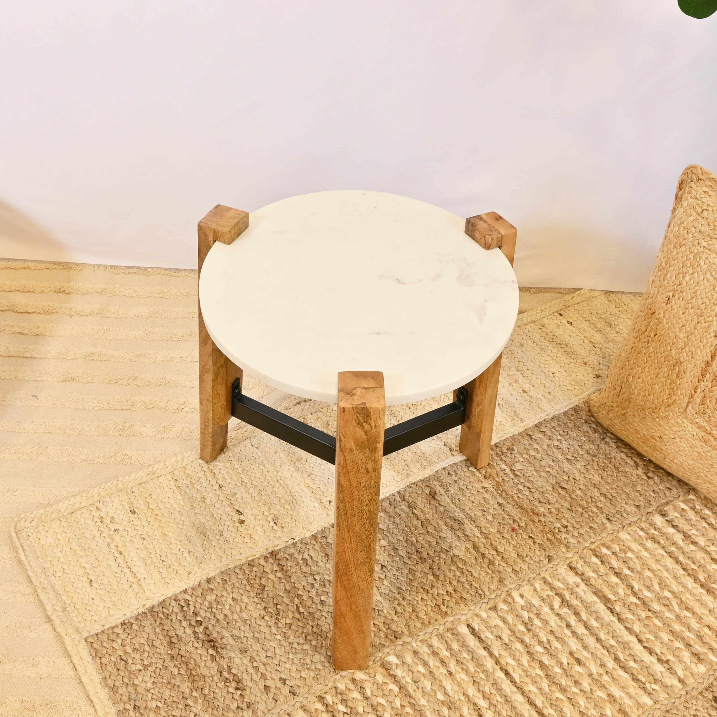 Crafted by Lifestyle Marble Top Side Table - 40x50 cms-furniture-livingroom-sideandendtables-image-3