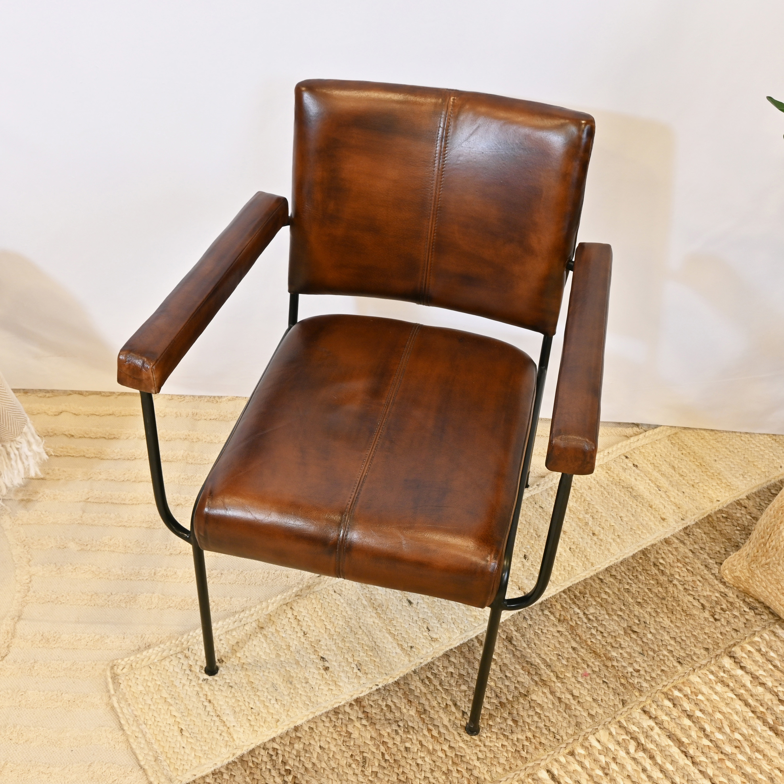 Crafted by Lifestyle Leather Armchair - 65x60x77 cms-furniture-sofaandseating-armchairs-image-3