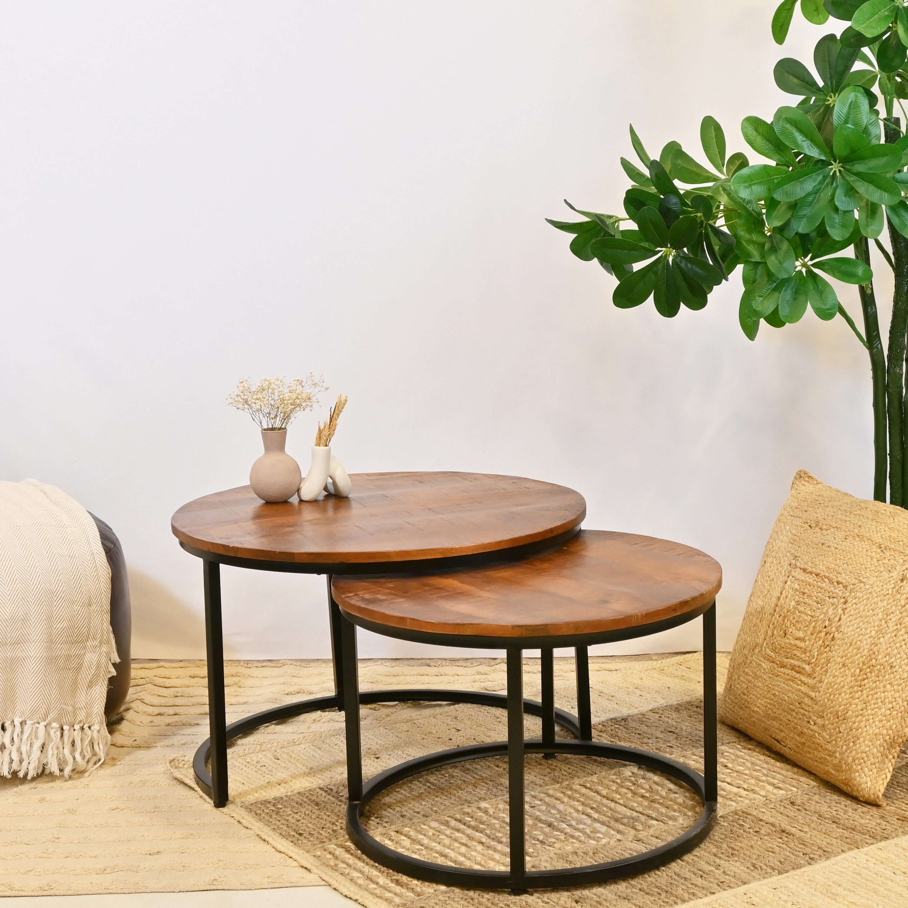 Crafted by Lifestyle Wooden Top Coffee Table - Set of 2-furniture-livingroom-coffeetables-image-1