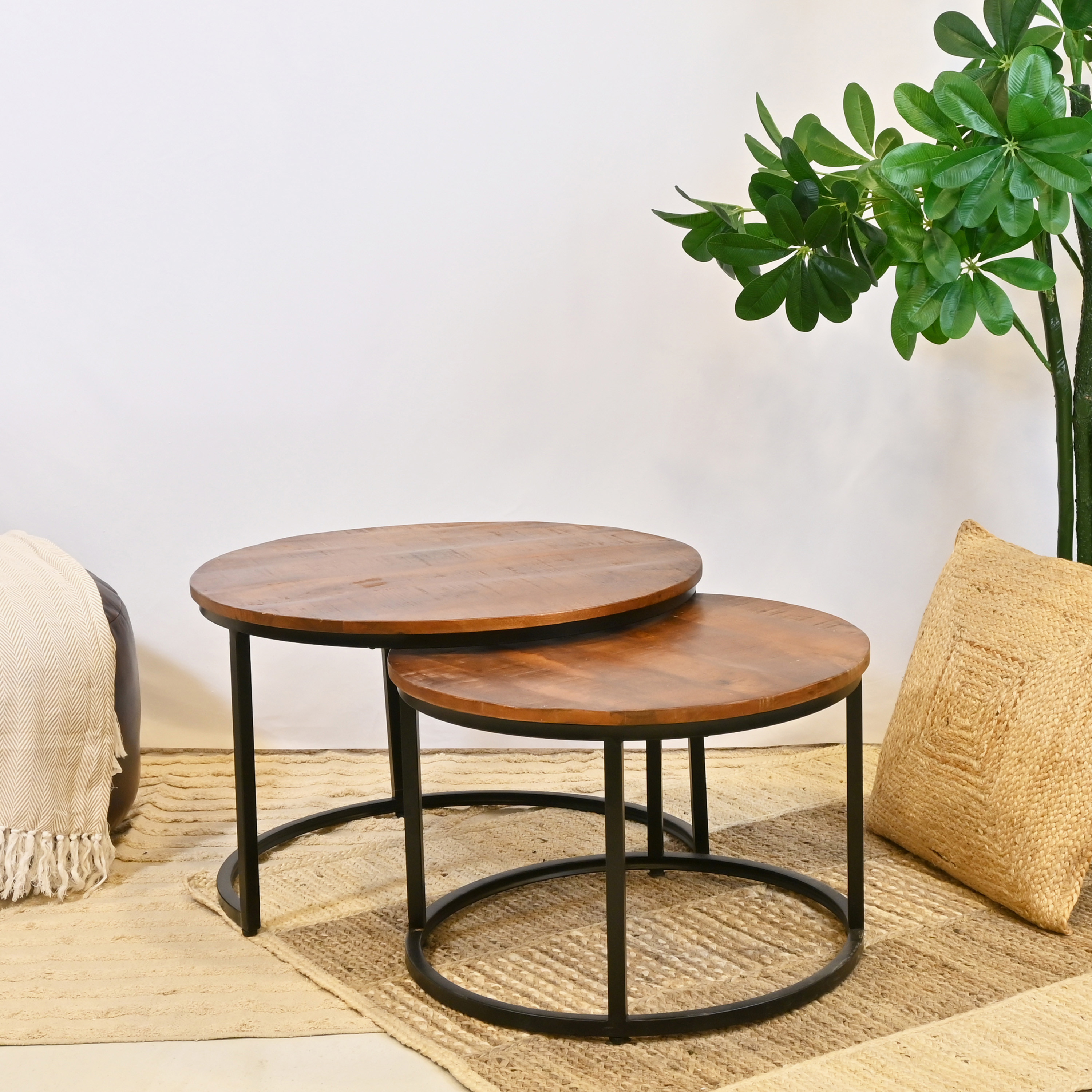 Crafted by Lifestyle Wooden Top Coffee Table - Set of 2-furniture-livingroom-coffeetables-image-2