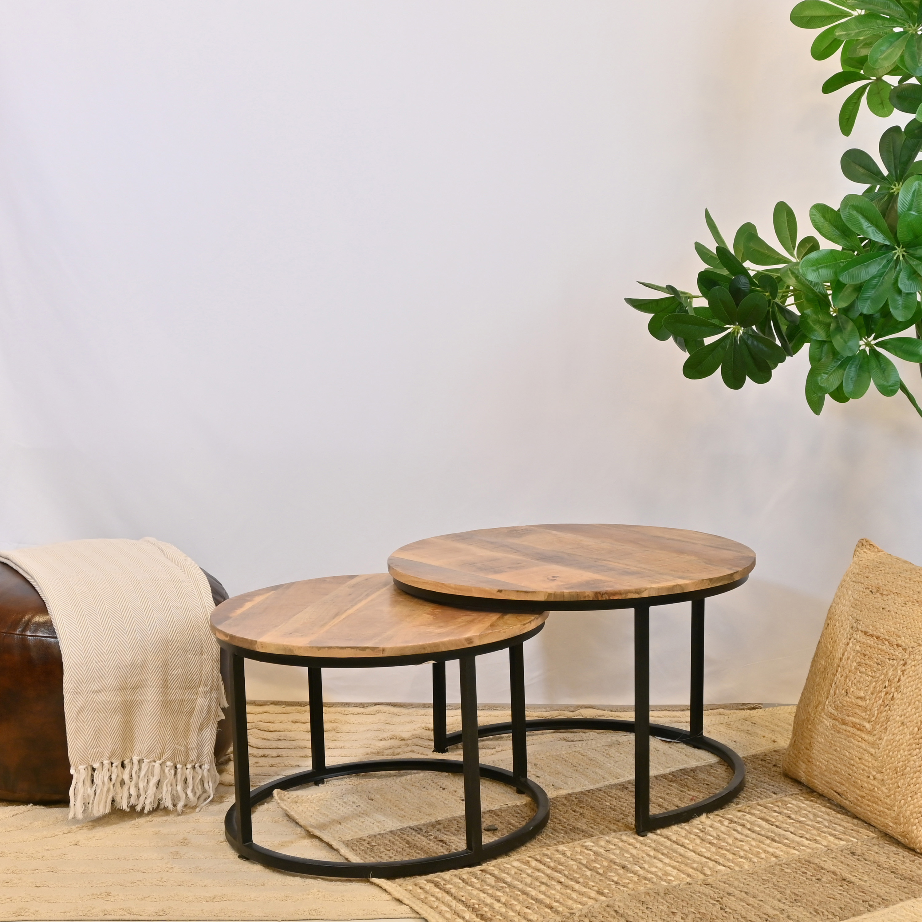 Crafted by Lifestyle Wooden Top Coffee Table - Set of 2-furniture-livingroom-coffeetables-image-2