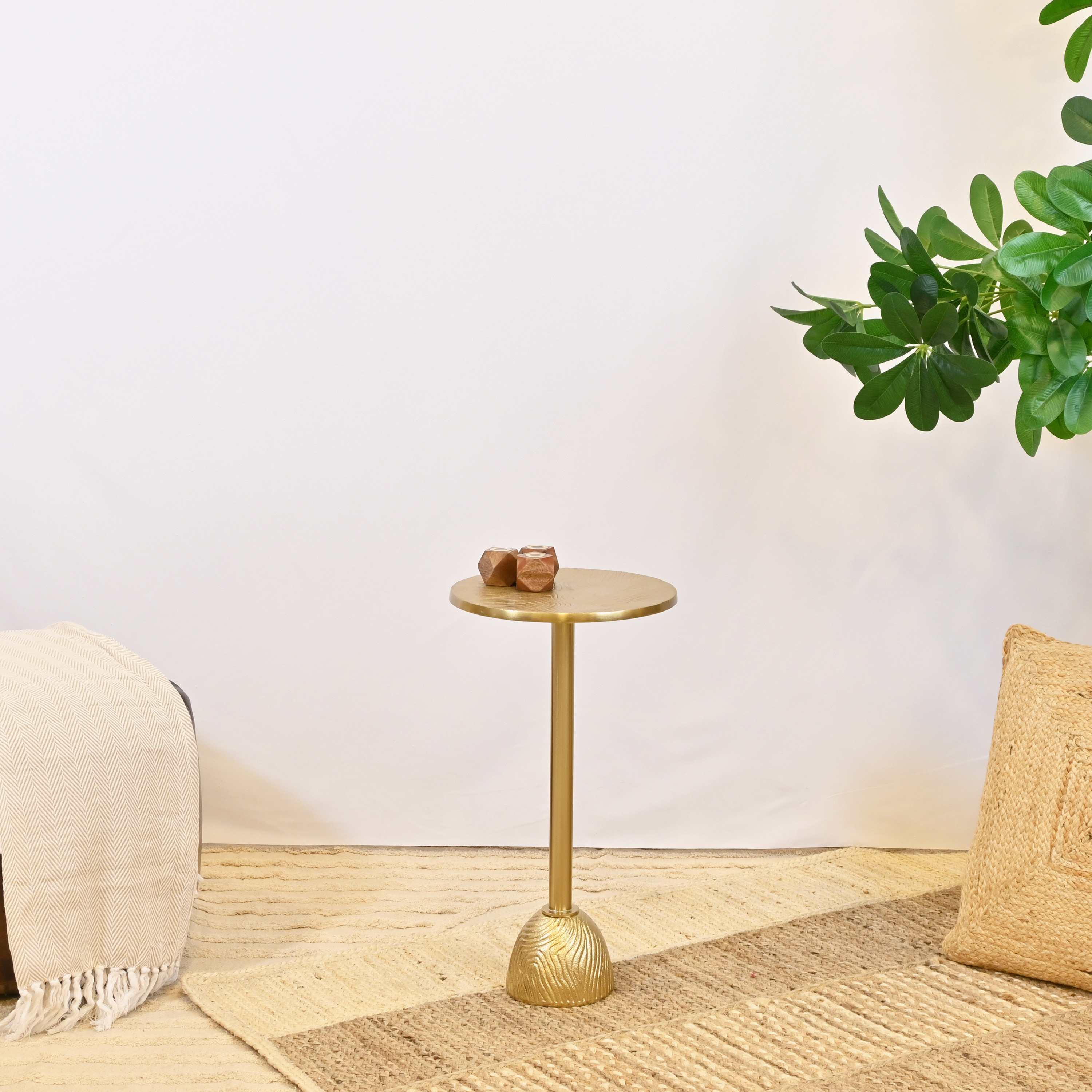 Crafted by Lifestyle Textured Metal Top Accent Table with Pedestal Base-furniture-livingroom-sideandendtables-image-1