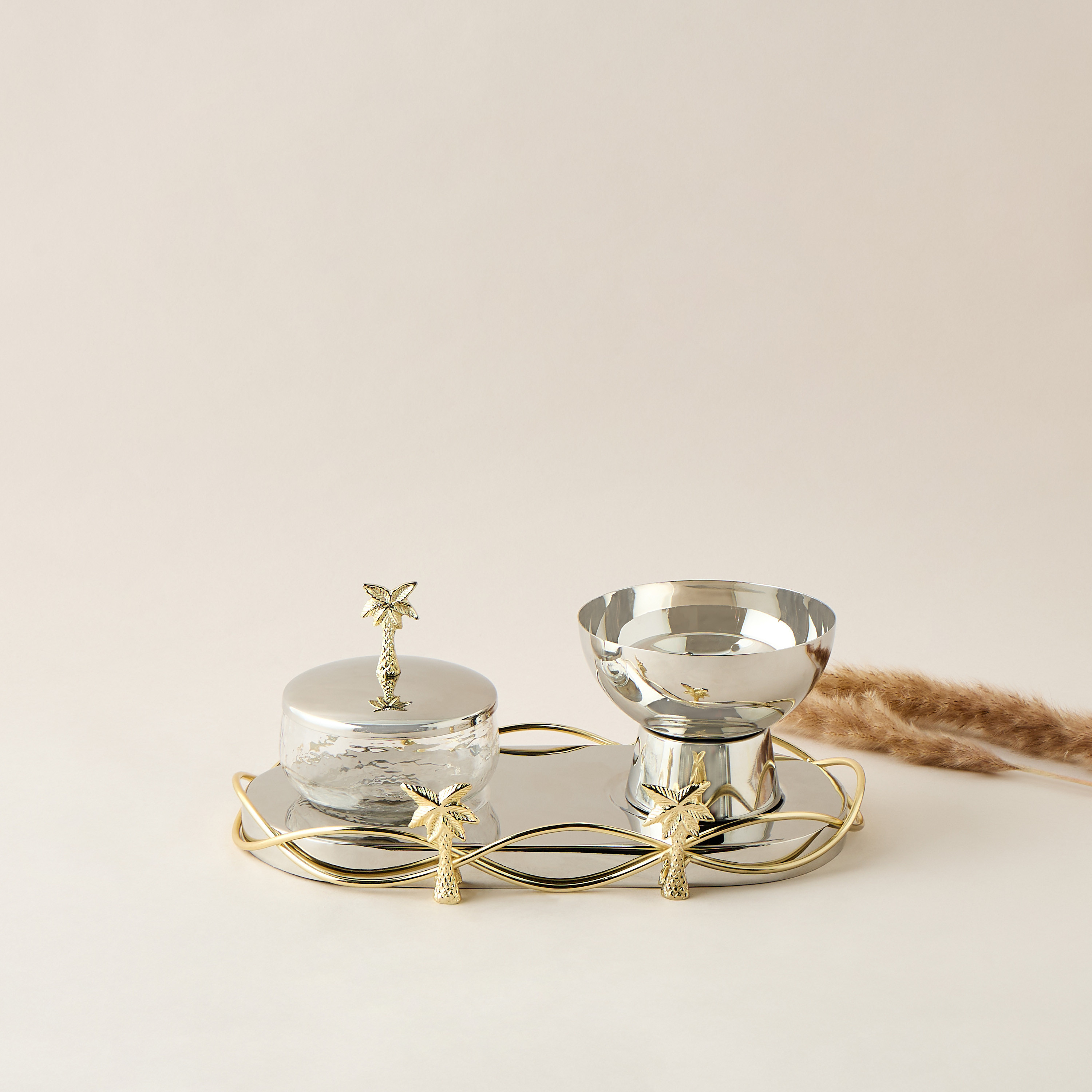 Decorative Palm Accent Jar - 30x12 cms-household-decor-decorativeobjectsandsculptures-image-1