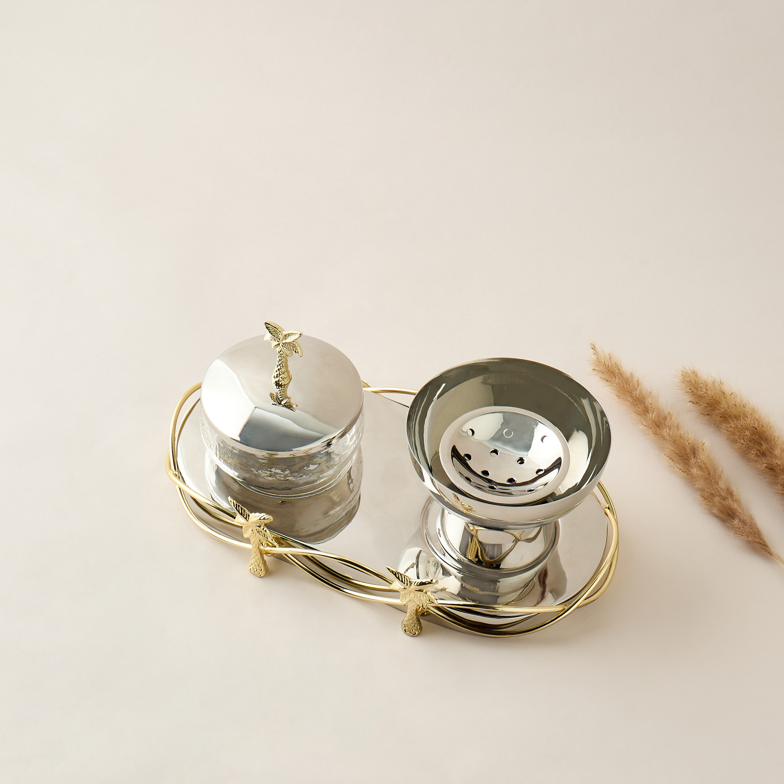 Decorative Palm Accent Jar - 30x12 cms-household-decor-decorativeobjectsandsculptures-image-2
