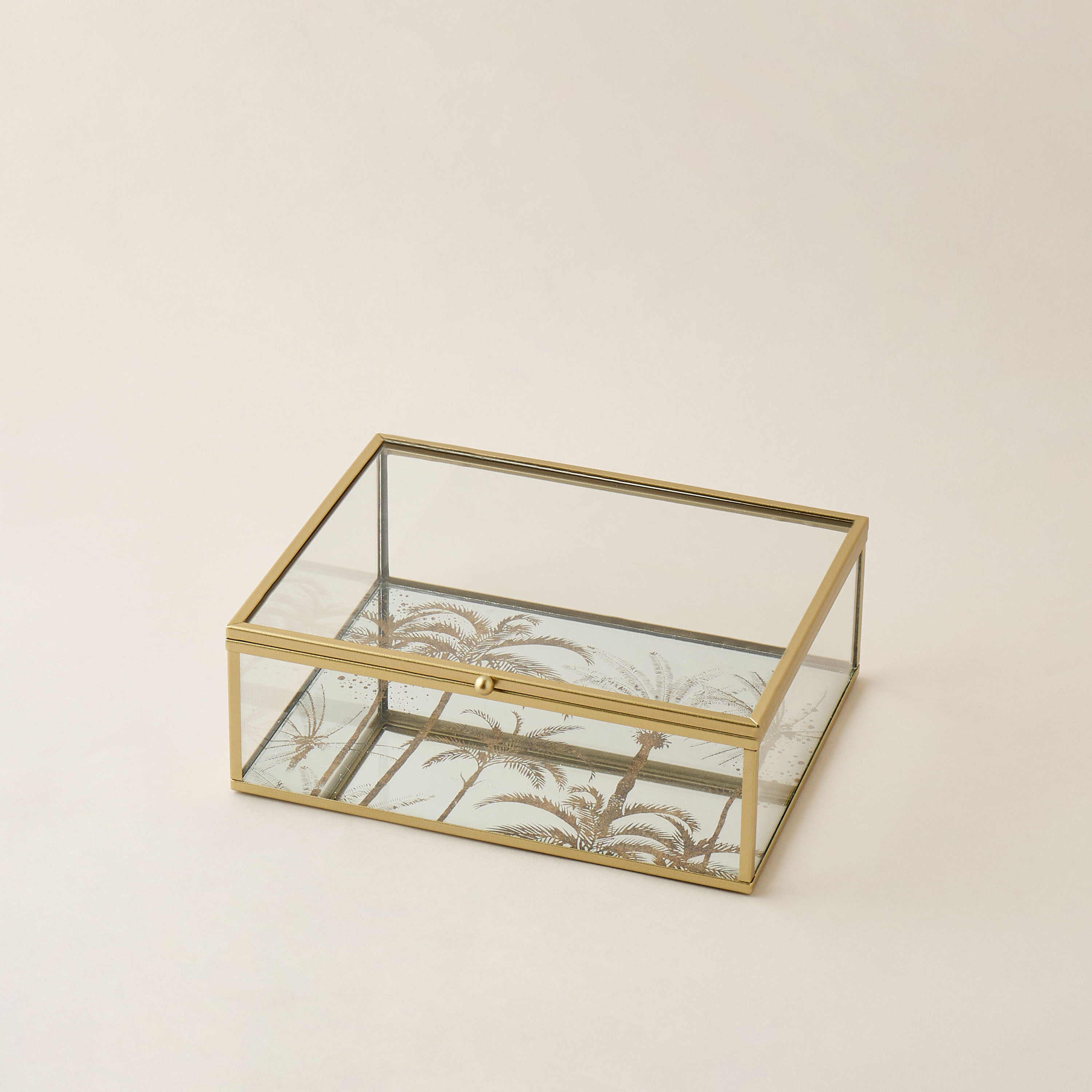 Decorative Palm Tree Print Glass Box - 20x7 cms-household-decor-boxesandtrays-image-2