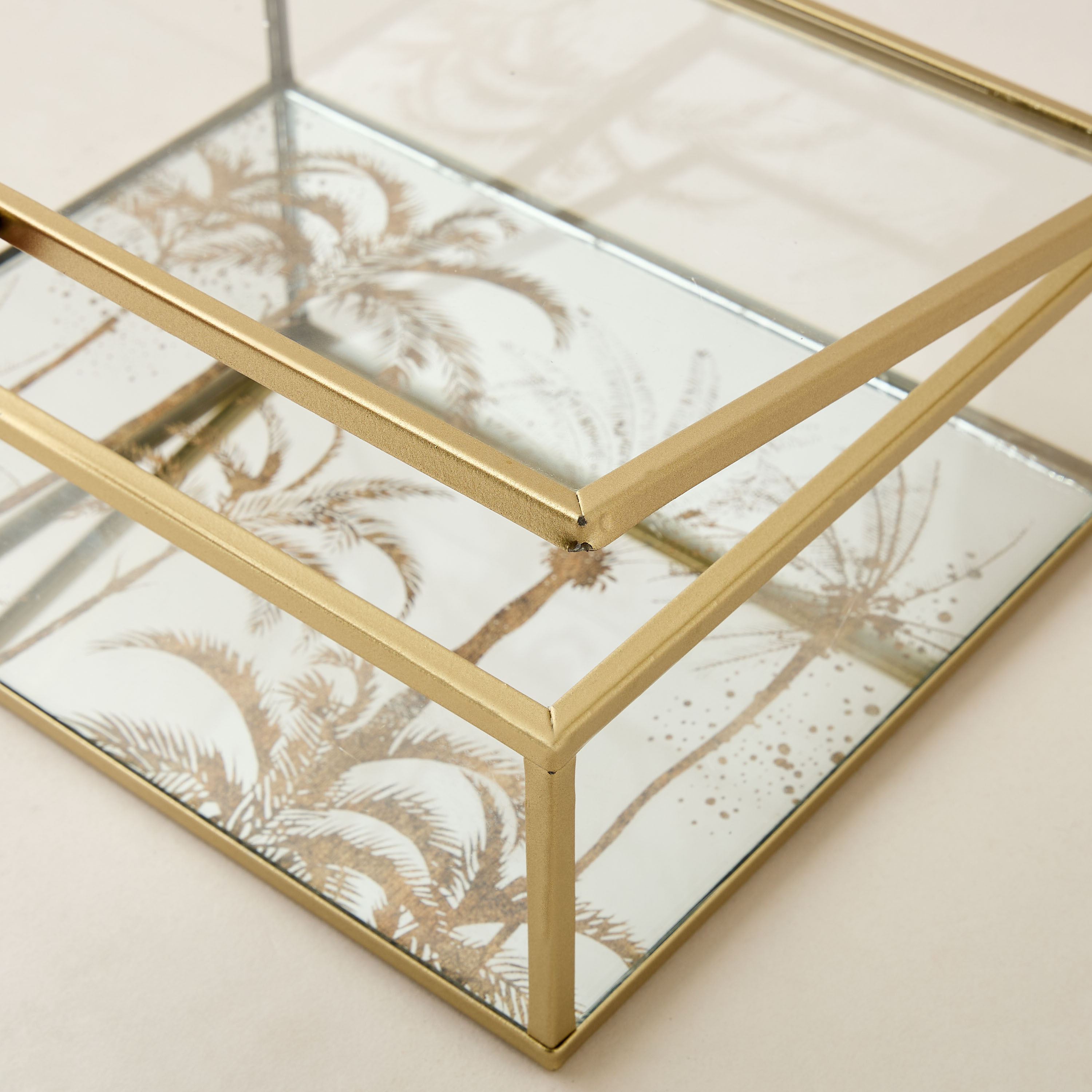 Decorative Palm Tree Print Glass Box - 20x7 cms-household-decor-boxesandtrays-image-4