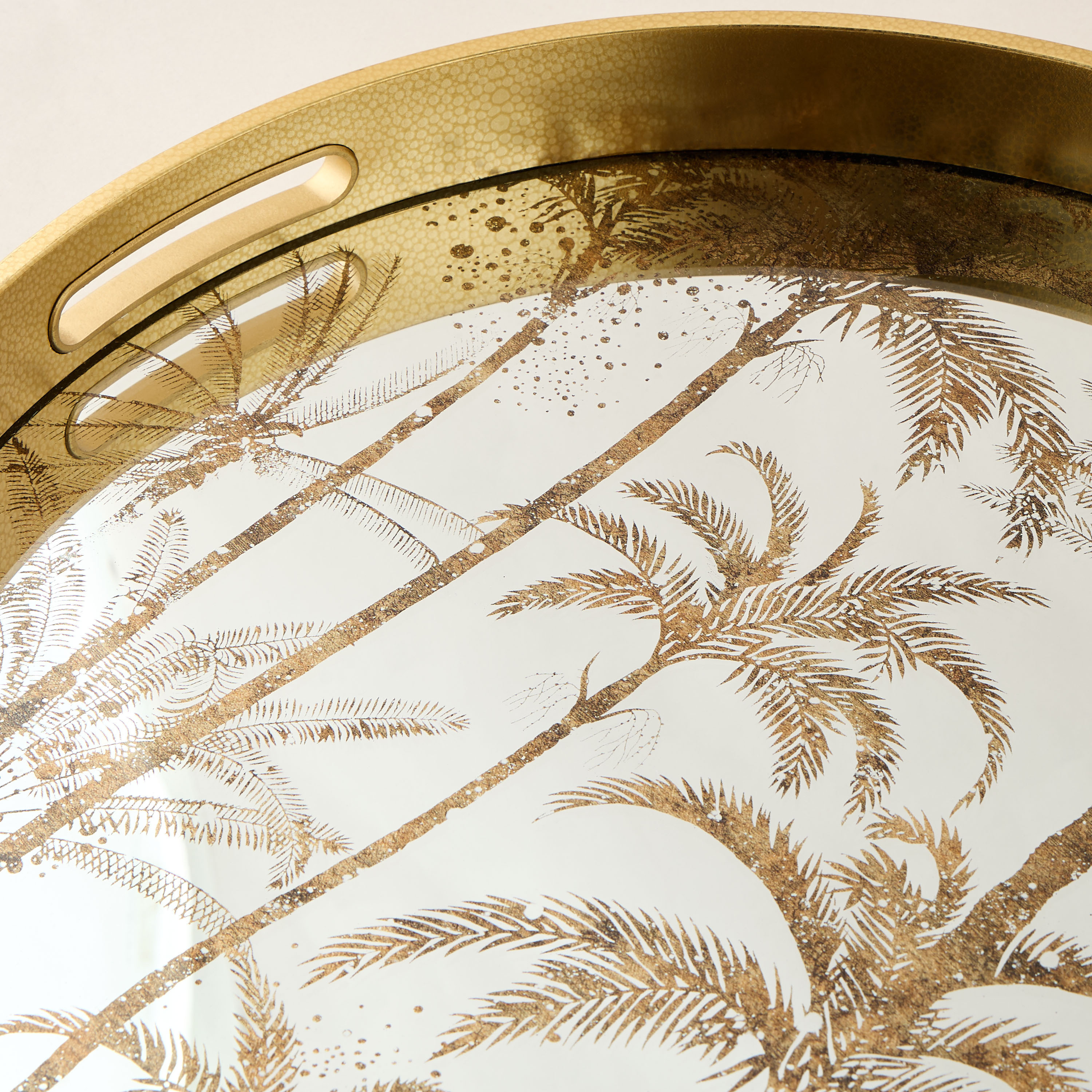 Palm Tree Print Round Decorative Tray - 37x37 cms-household-decor-boxesandtrays-image-3