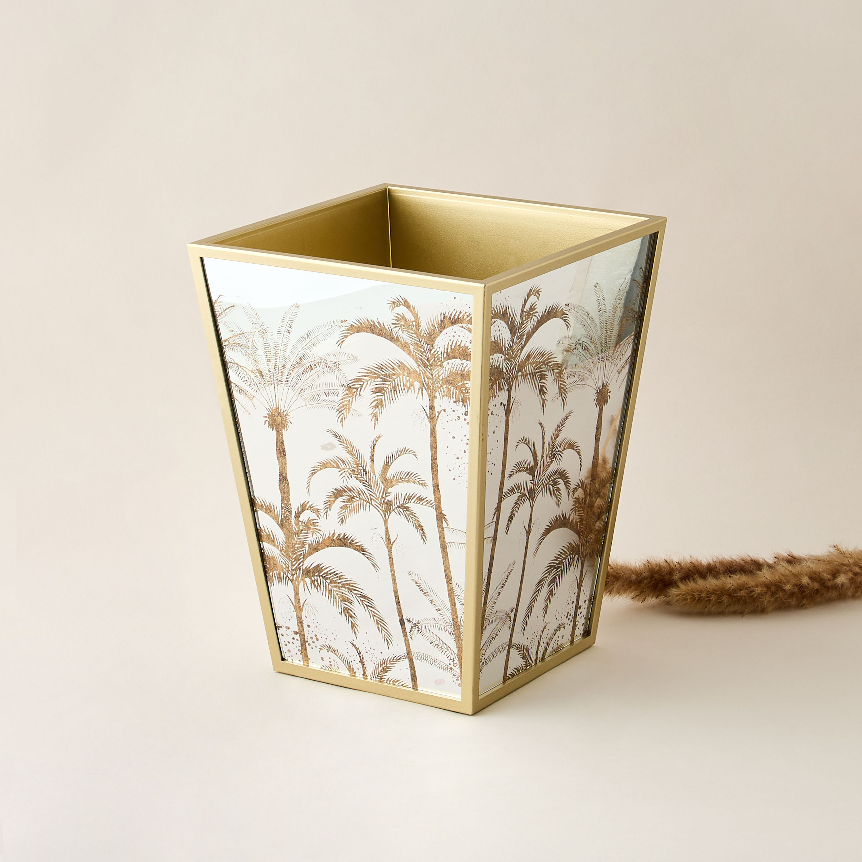Palm Tree Print Decorative Waste Bin-household-bathandlaundry-wastebinsandaccessories-image-1