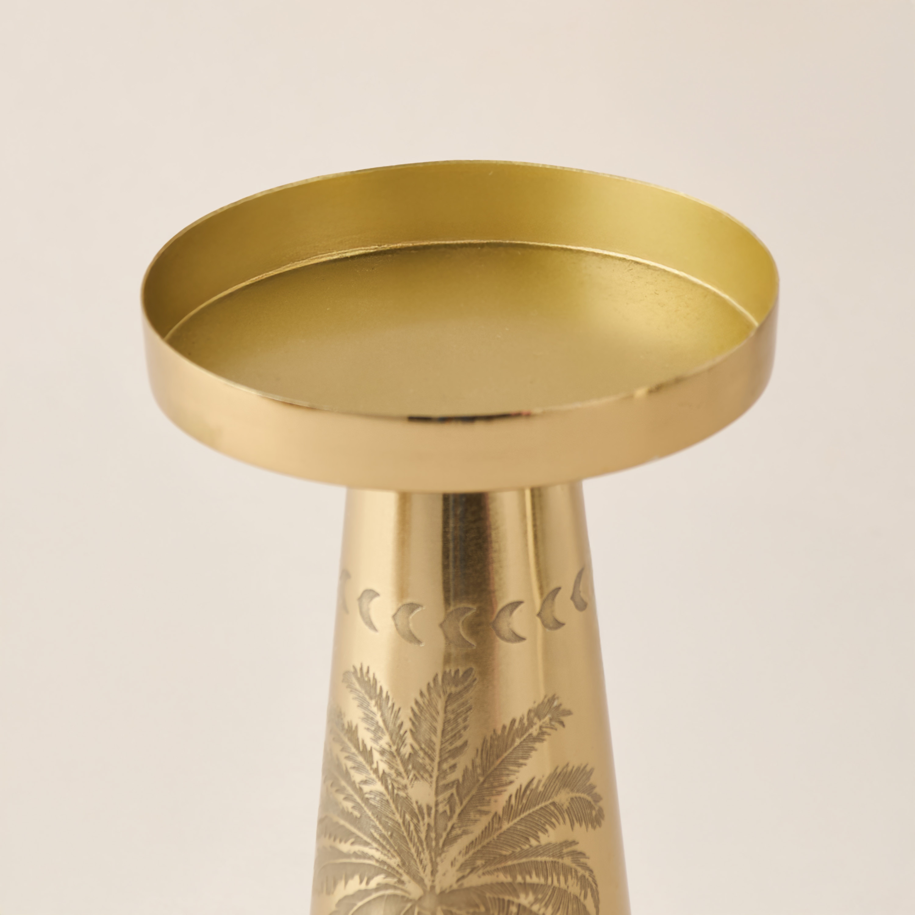 Palm Tree Engraved Metal Pillar Candleholder - 26 cms-household-decor-candleholdersandlanterns-image-3
