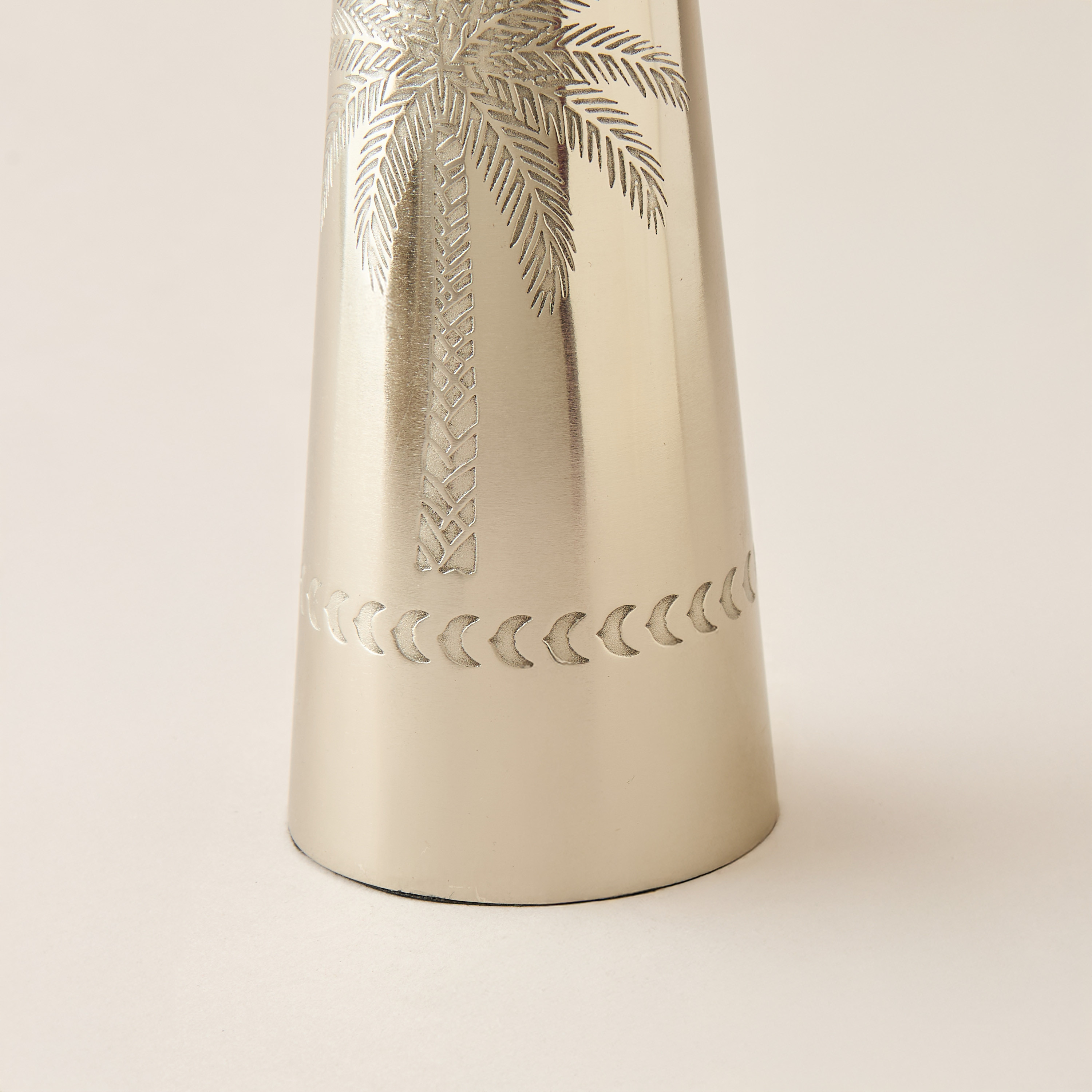 Palm Tree Engraved Metal Pillar Candleholder - 21 cms-household-decor-candleholdersandlanterns-image-4