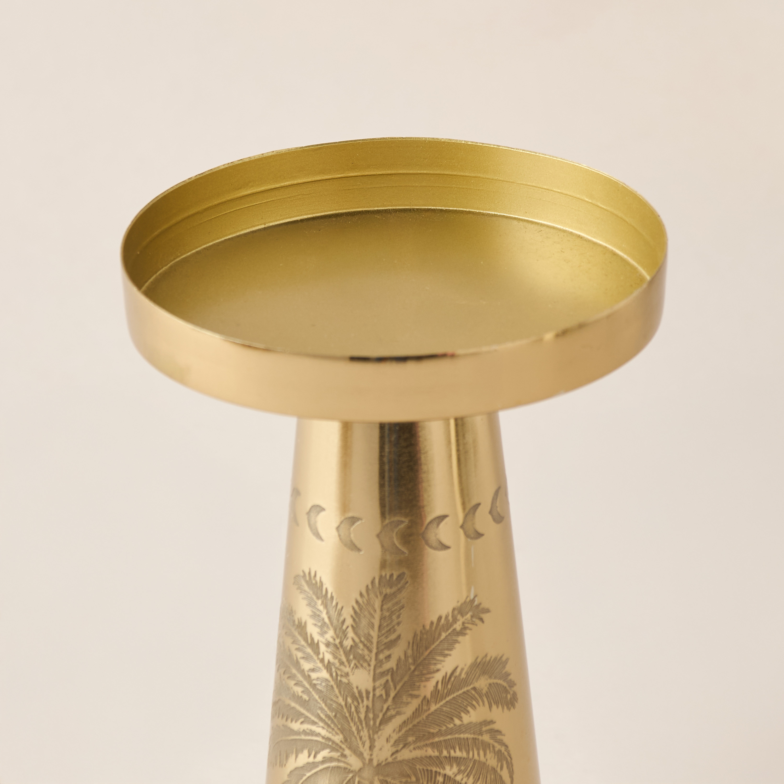 Palm Tree Engraved Metal Pillar Candleholder - 21 cms-household-decor-candleholdersandlanterns-image-3