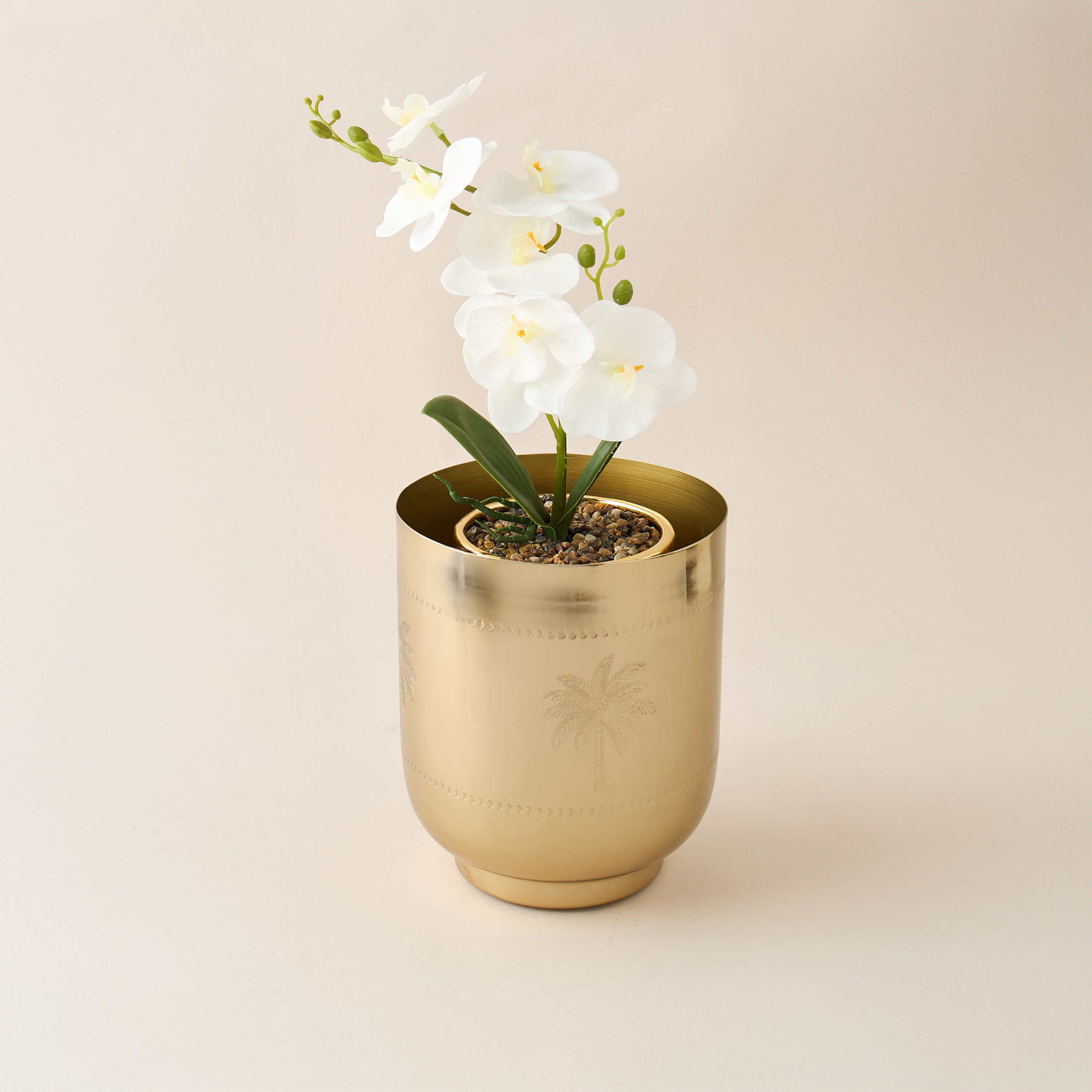 Palm Tree Engraved Metal Planter - 21 cms-household-gardenandoutdoor-potsandplanters-image-2