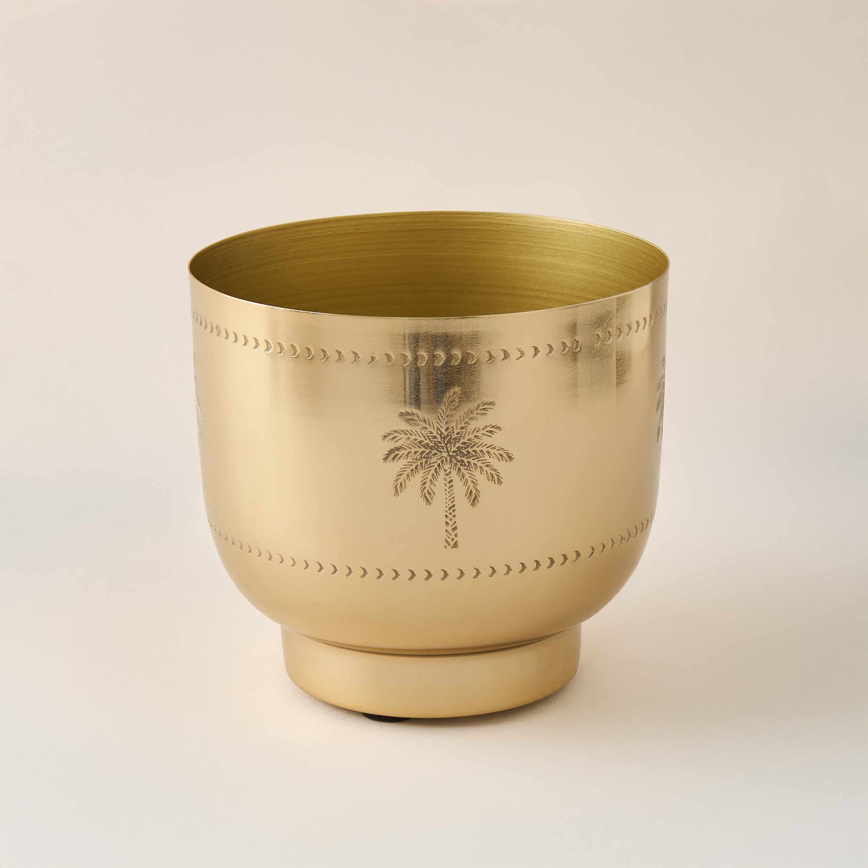 Palm Tree Engraved Metal Planter - 15 cms-household-gardenandoutdoor-potsandplanters-image-1