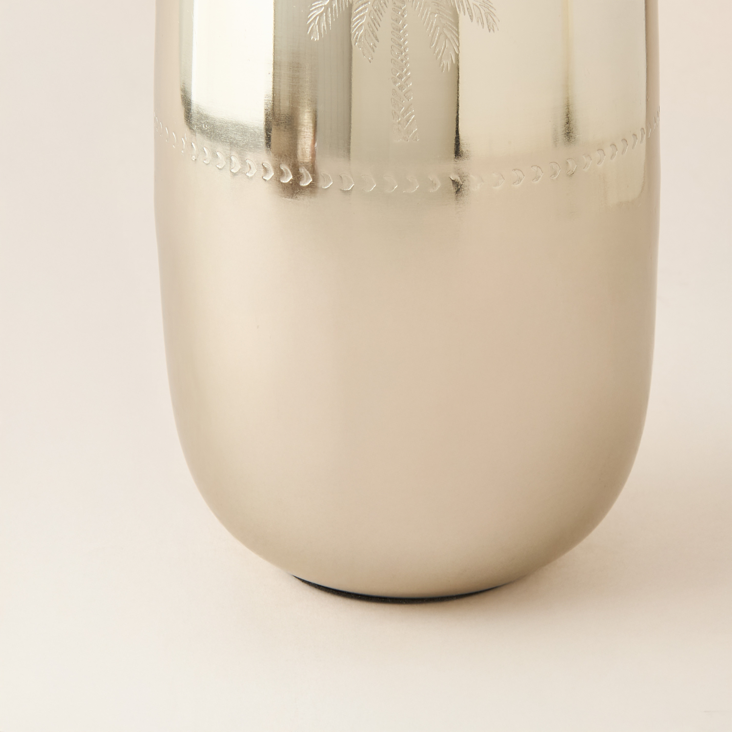 Palm Tree Engraved Metal Vase - 14x14x30 cms-household-decor-vasesandbowls-image-4