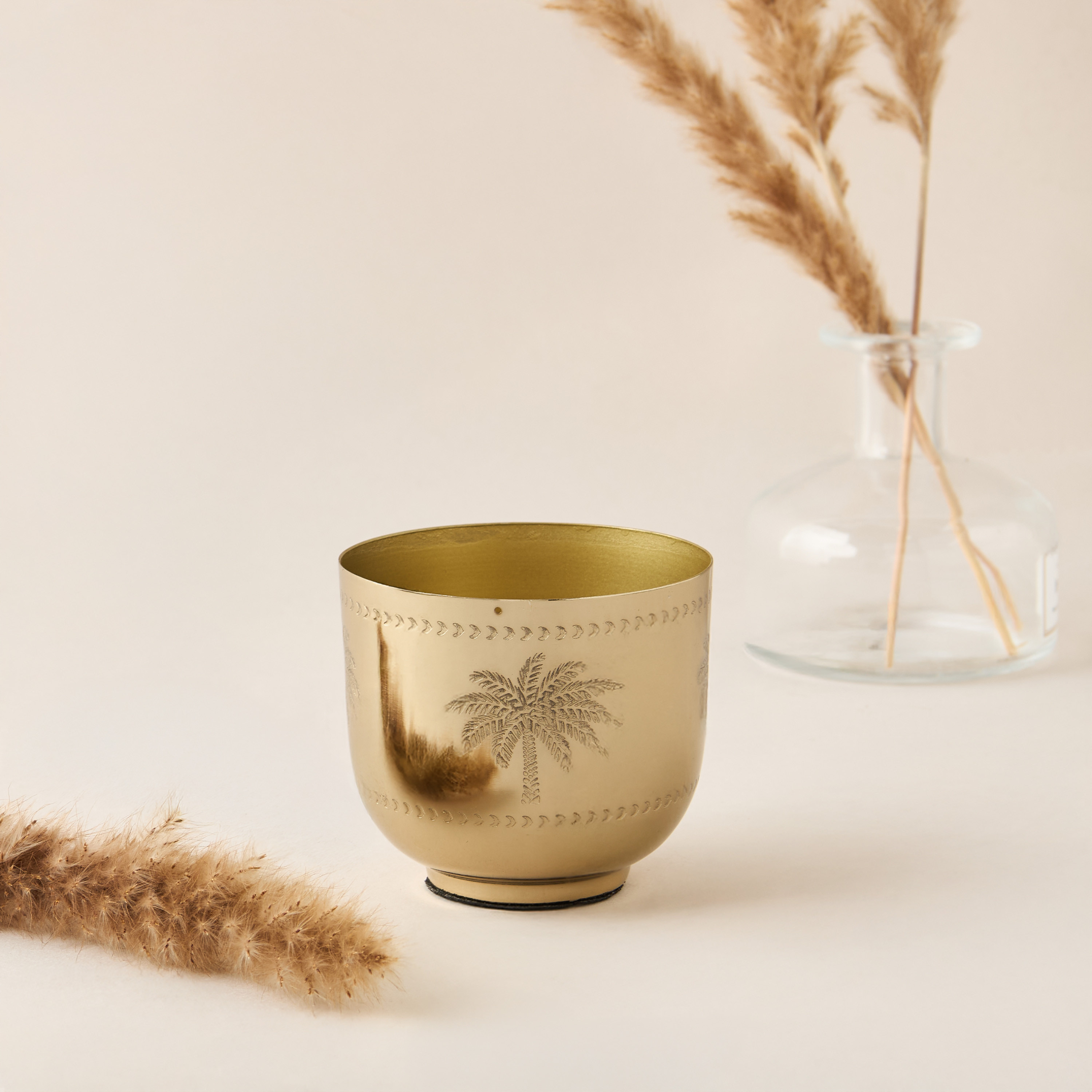 Palm Tree Engraved Metal Votive - 9 cms-household-decor-vasesandbowls-image-2
