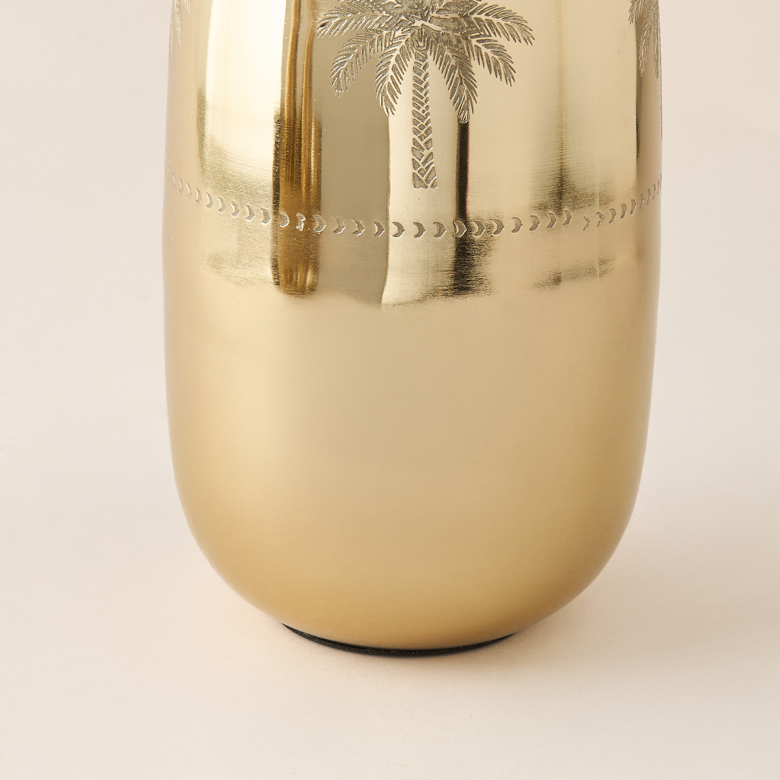 Palm Tree Engraved Metal Vase - 14x14x30 cms-household-decor-vasesandbowls-image-4