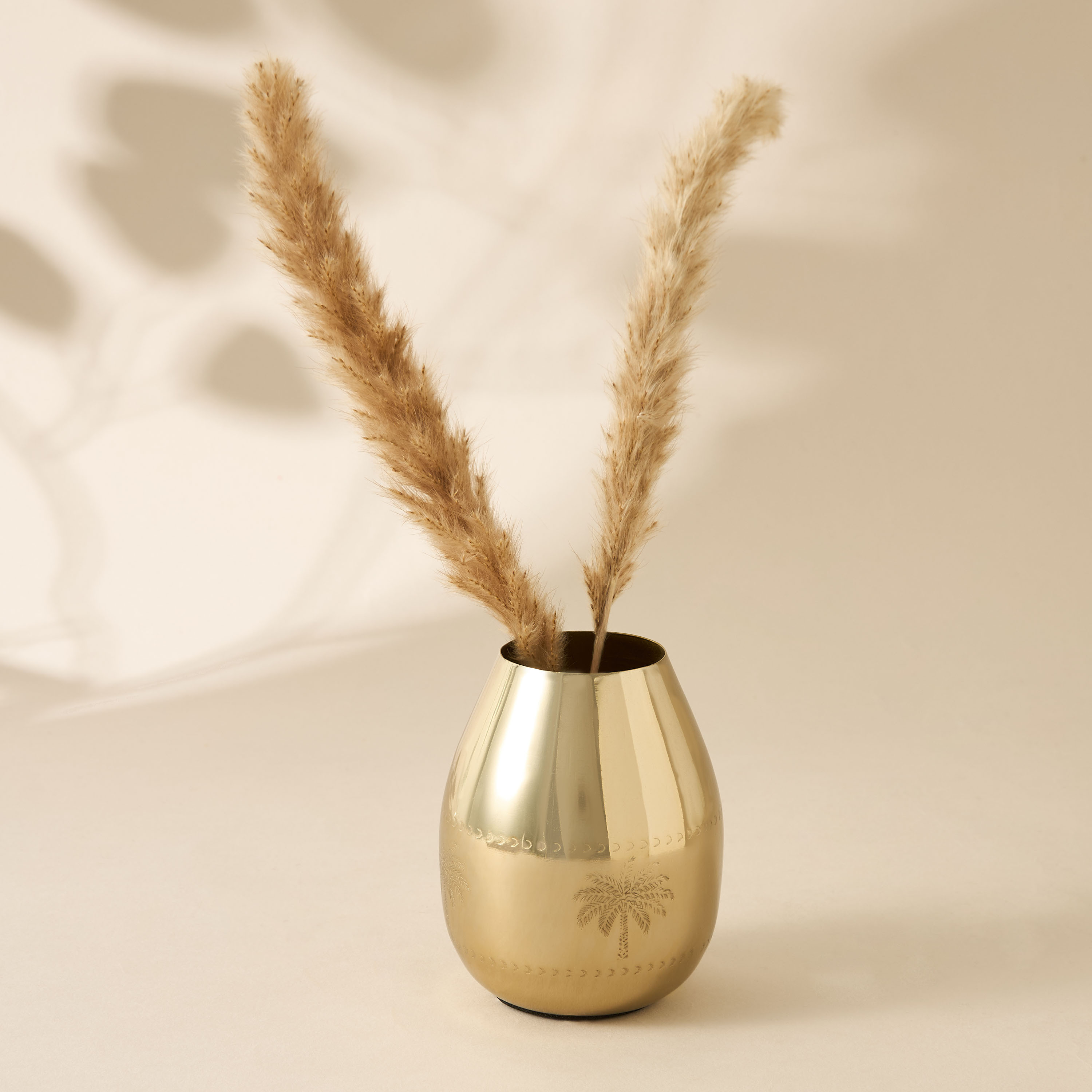 Palm Tree Engraved Metal Vase - 8x8x10 cms-household-decor-vasesandbowls-image-1