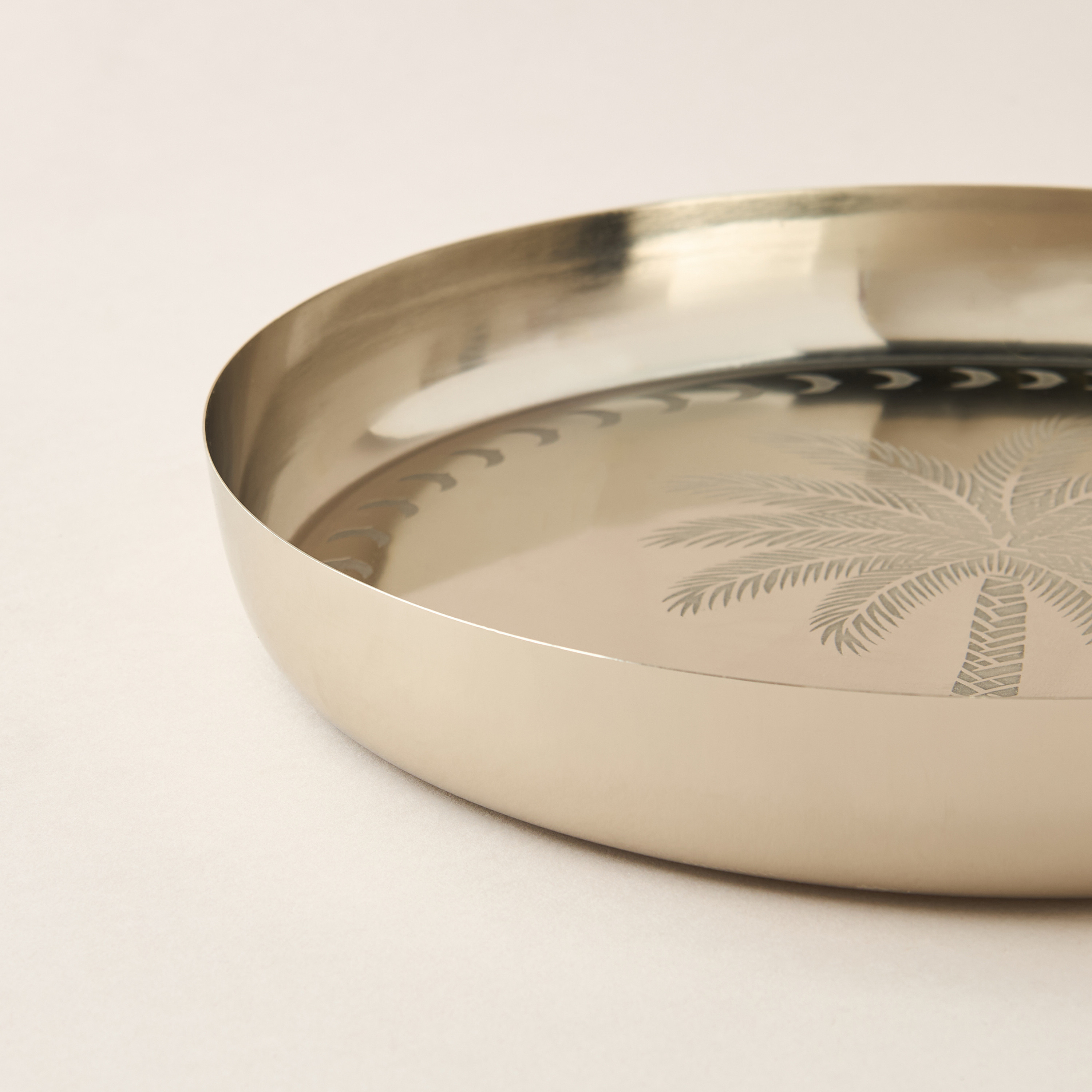 Palm Tree Engraved Metal Decorative Bowl - 30x30 cms-household-decor-vasesandbowls-image-4