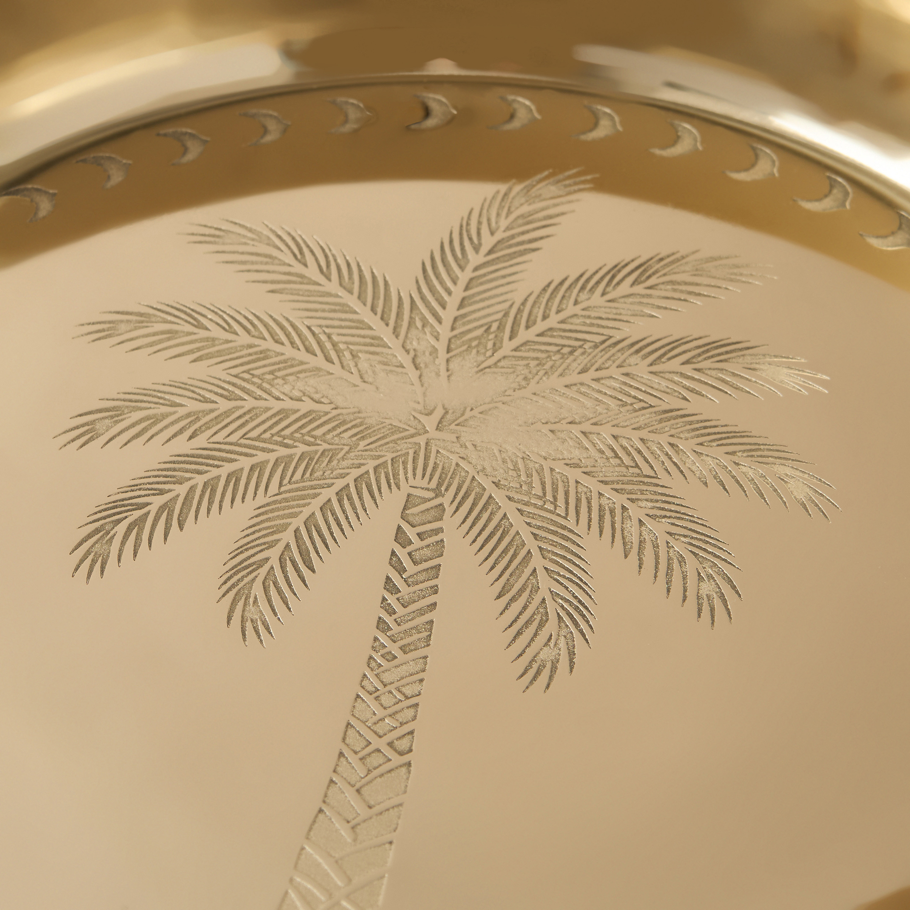Palm Tree Engraved Metal Decorative Bowl - 30x30 cms-household-decor-vasesandbowls-image-3