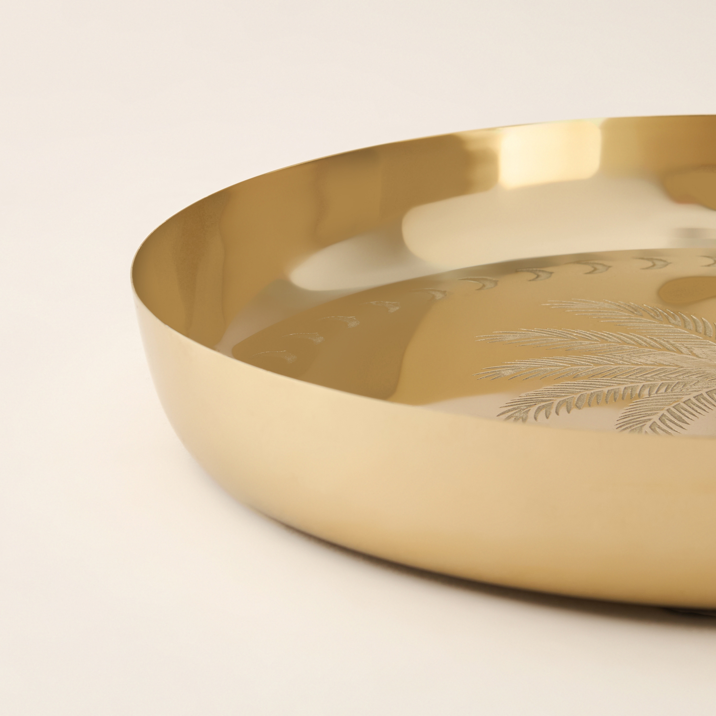 Palm Tree Engraved Metal Decorative Bowl - 30x30 cms-household-decor-vasesandbowls-image-4