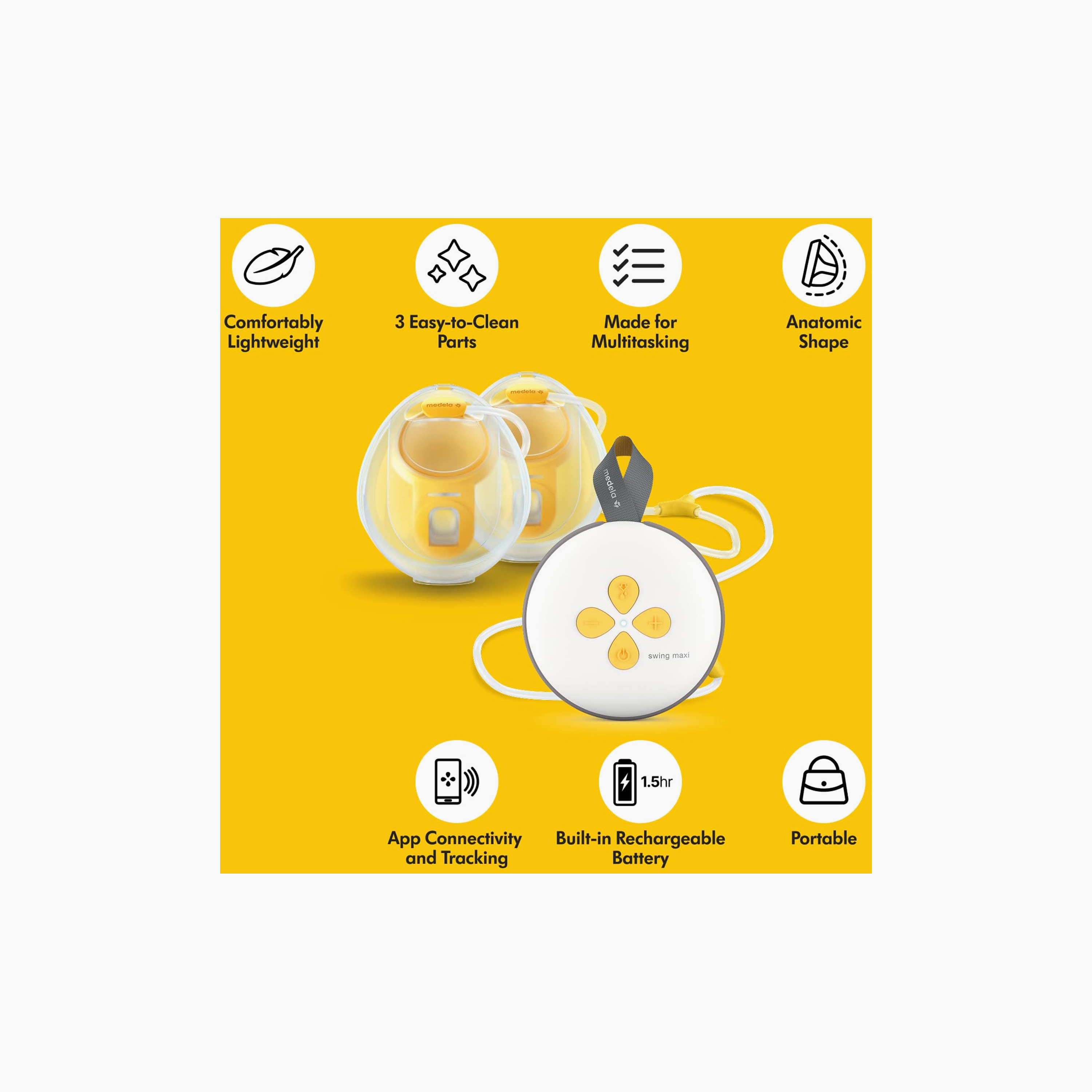 Medela Breastfeeding Double Electric Hands-Free Breast Pump with USB Charging Cable-baby-feeding-breastfeedingandcare-image-8