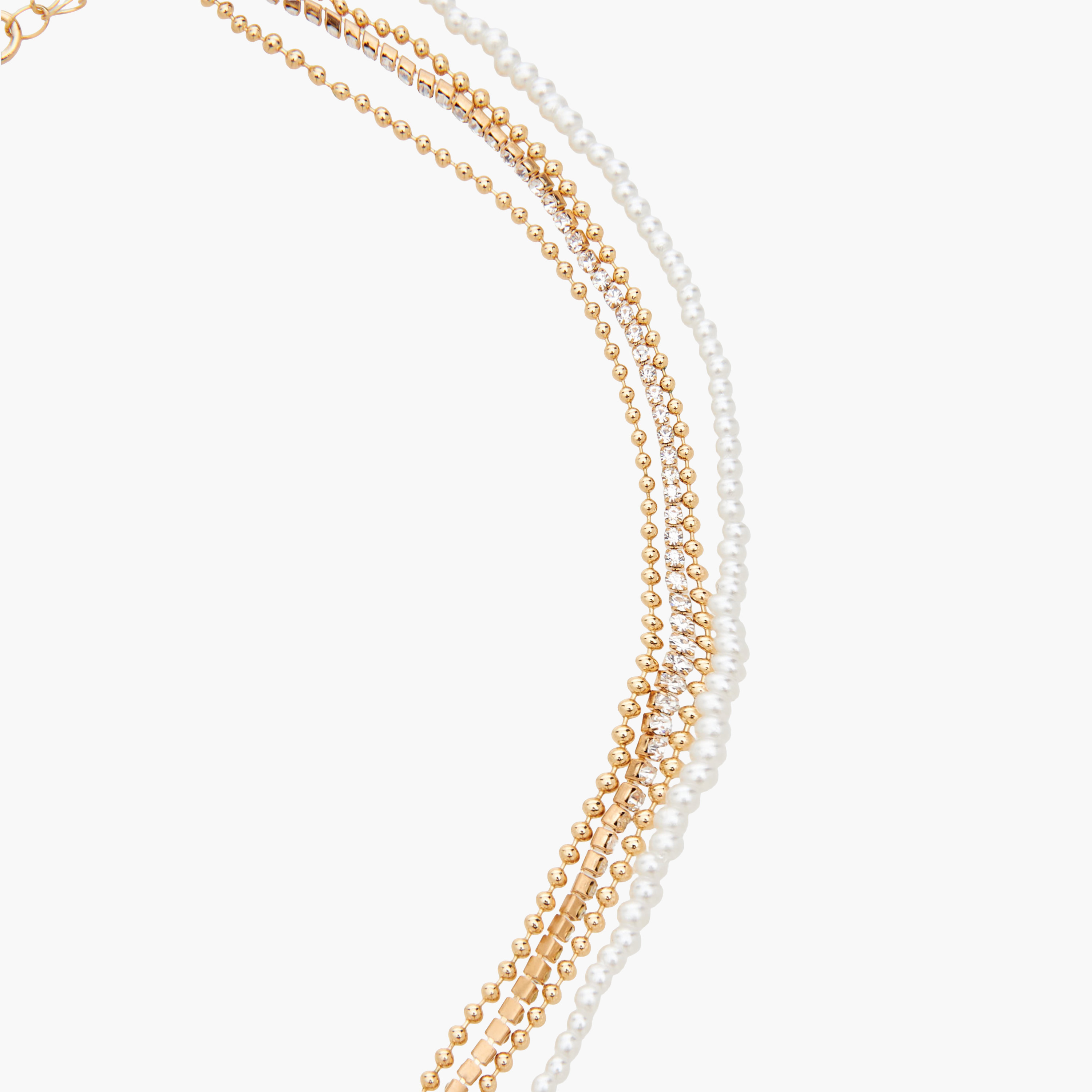 عقد متعدد الطبقات ذهبي اللون بزينة شرّابات-women-watchesandjewellery-jewellery-necklacesandpendants-image-2