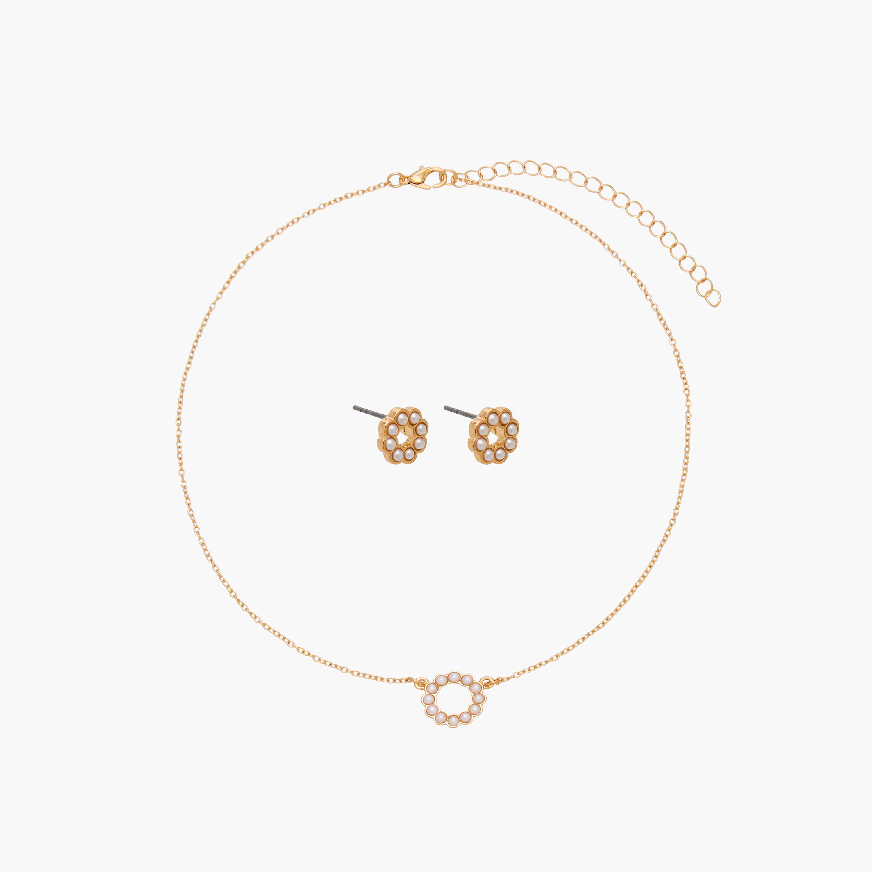عقد بدلاية مزينة باللؤلؤ وحلق-women-watchesandjewellery-jewellery-jewellerysets-image-1