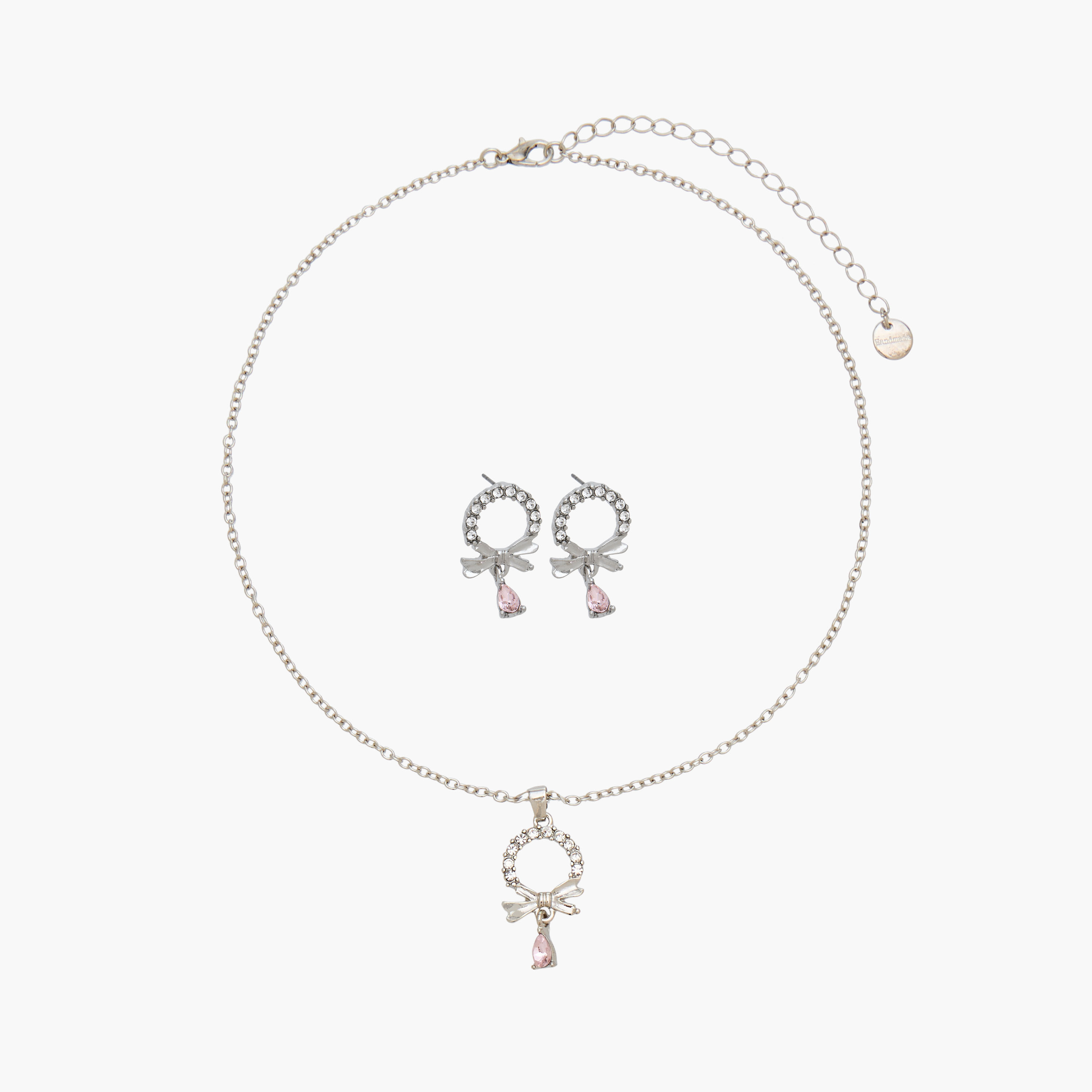 Crystal Bow Embellished Necklace and Earrings-women-watchesandjewellery-jewellery-jewellerysets-image-1