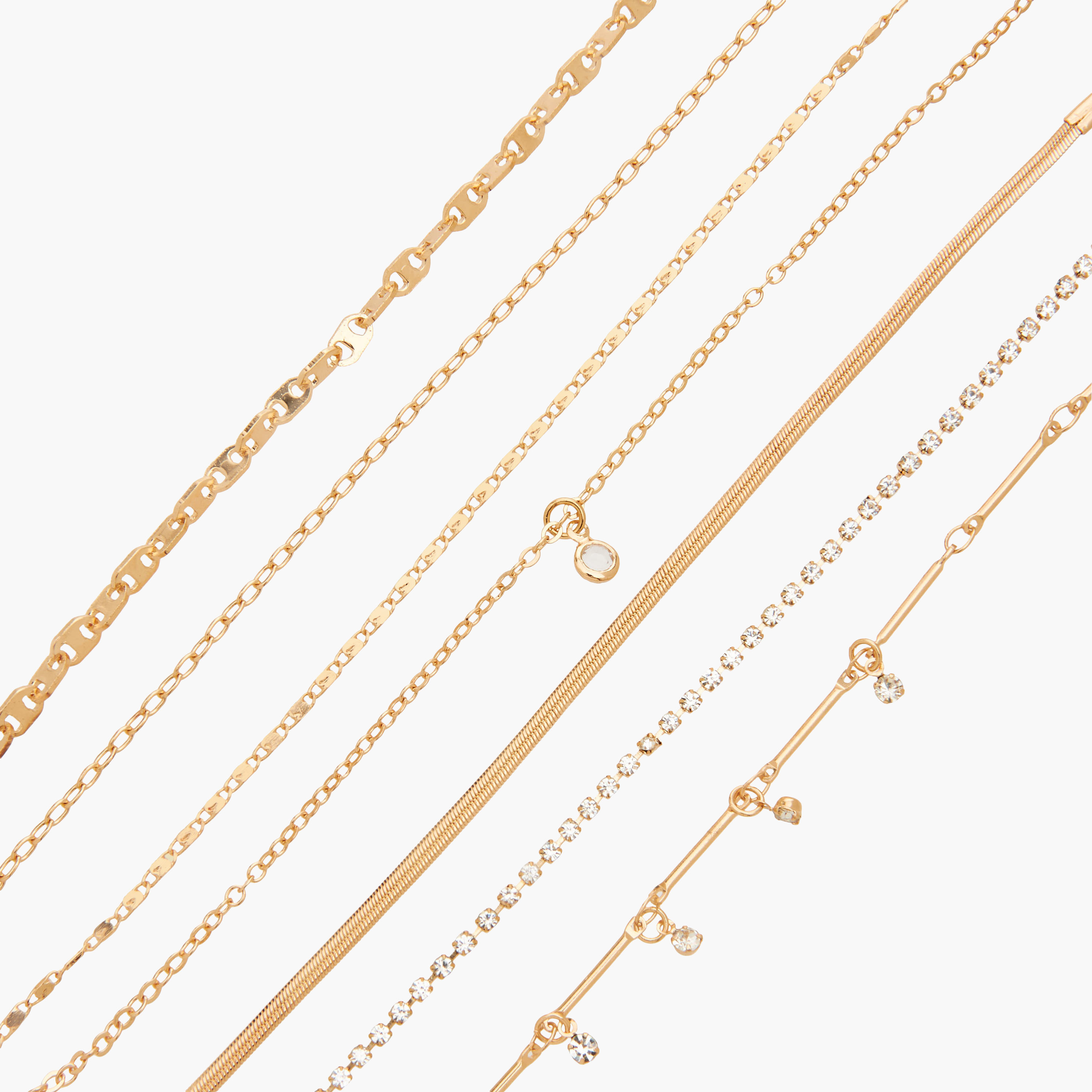 طقم خلاخيل مزينة بلون ذهبي من 7 قطع-women-watchesandjewellery-jewellery-anklets-image-17