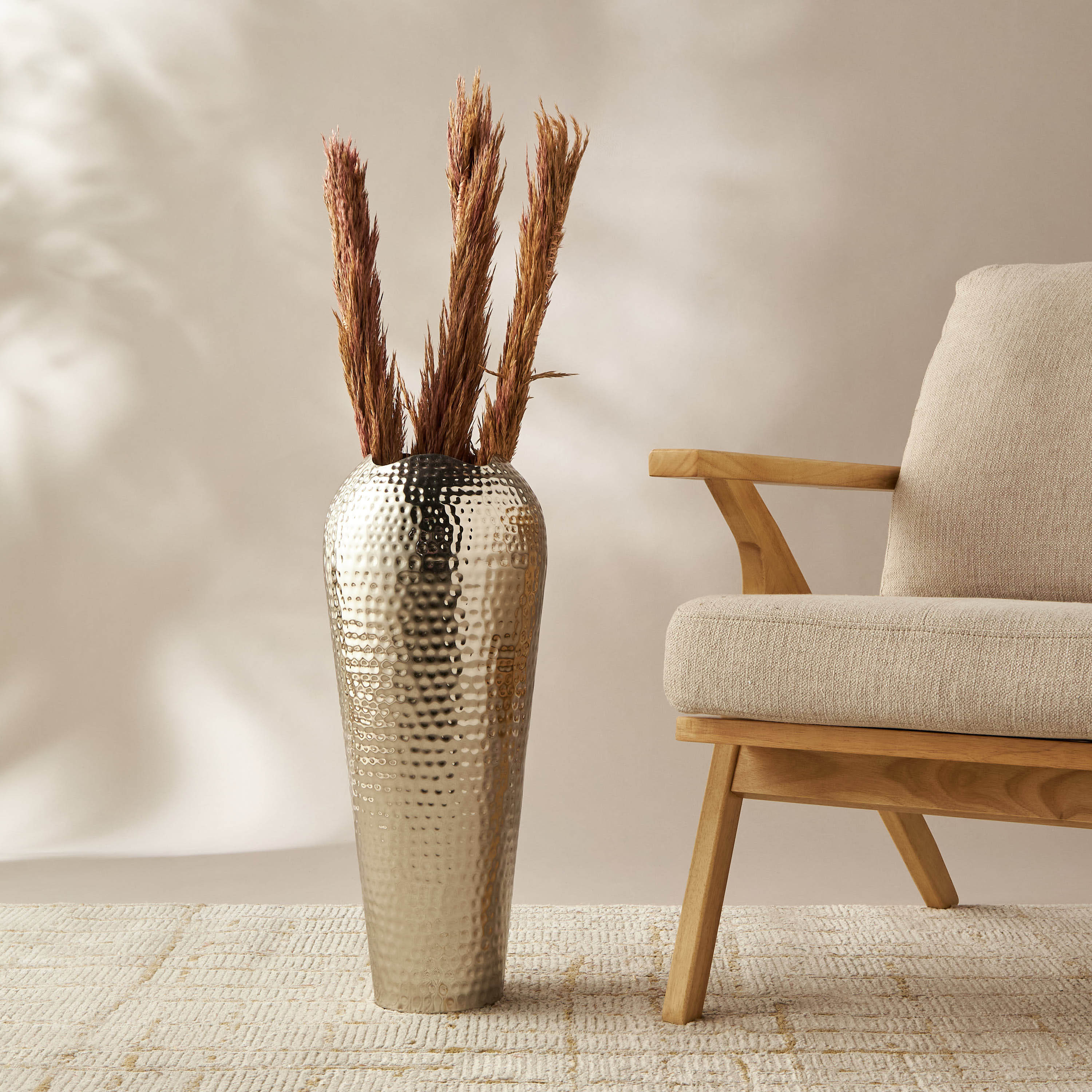 Hammered Decorative Vase - 25x25x60 cms-household-decor-vasesandbowls-image-1