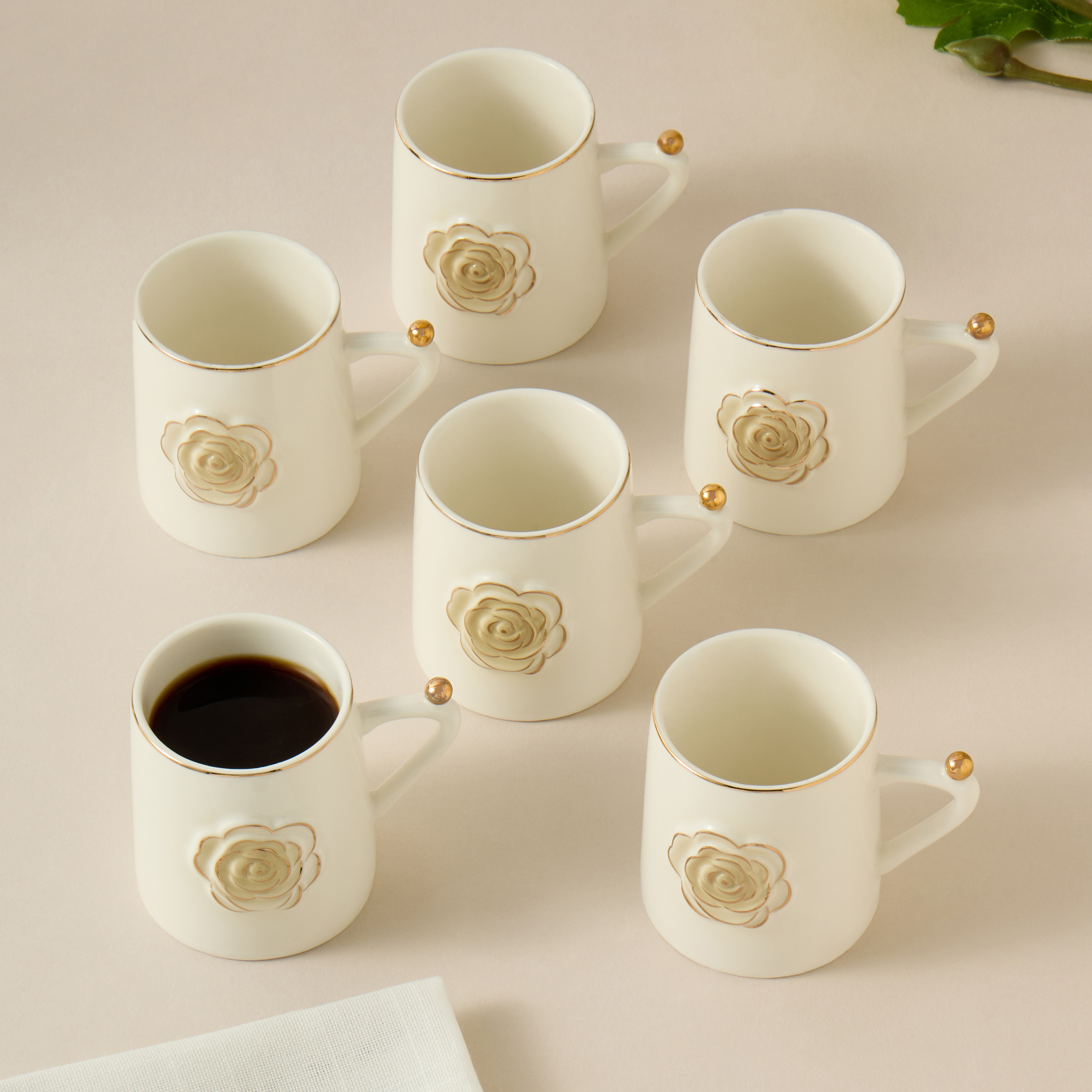 طقم فناجين بورسلين 6 قطع بزينة زهور - 100 مل-household-dining-teaandcoffee-teaandcoffeesets-image-1