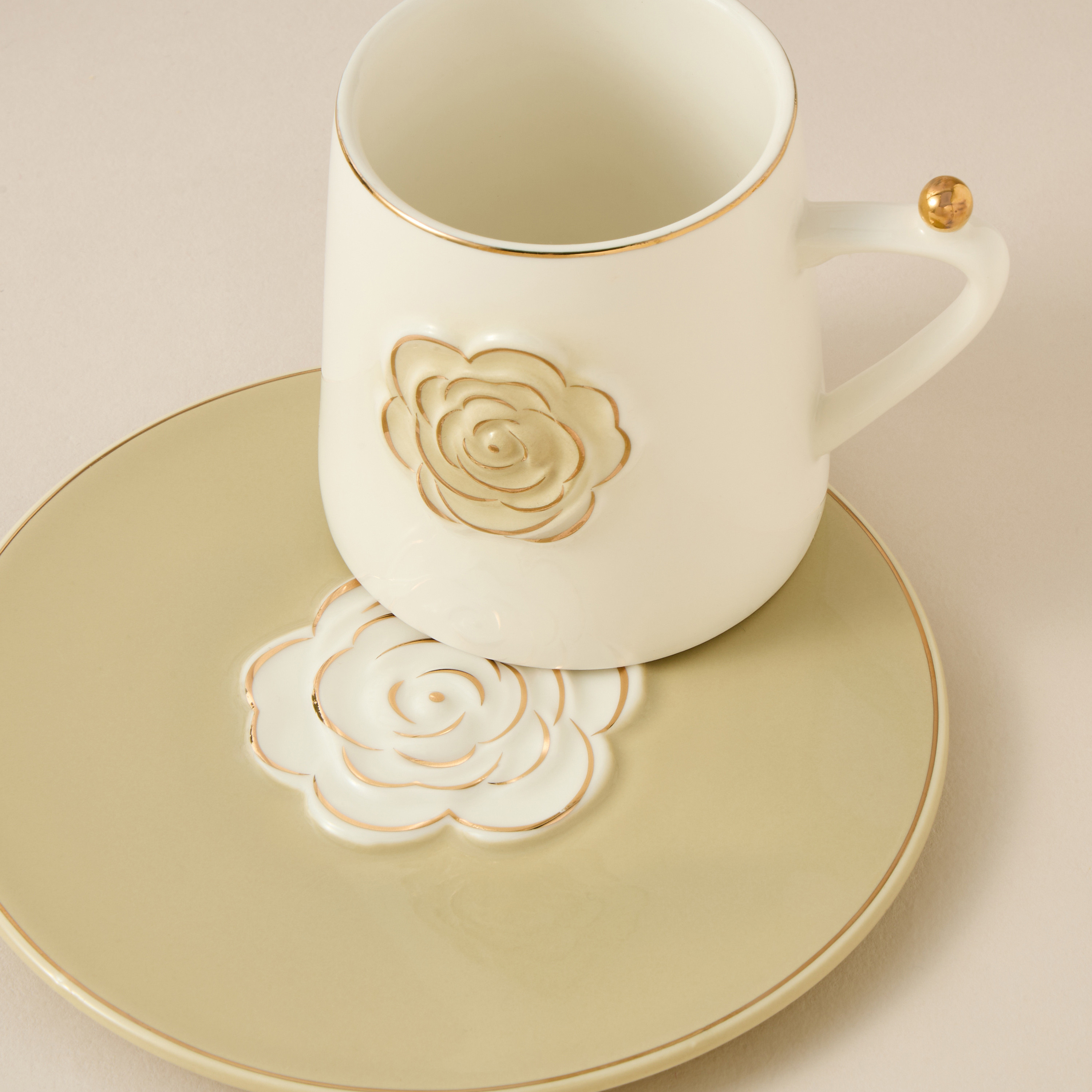 Rose Accent Porcelain Cup and Saucer Set - 220 ml-household-dining-teaandcoffee-teaandcoffeesets-image-4