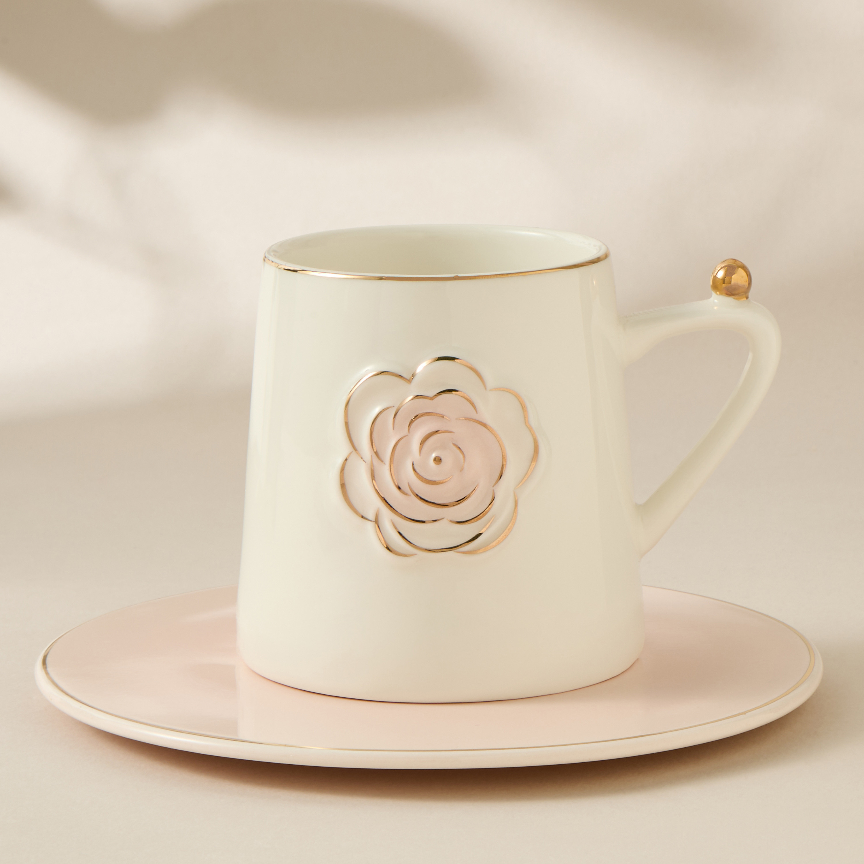 Rose Accent Porcelain Cup and Saucer Set - 220 ml-household-dining-teaandcoffee-teaandcoffeesets-image-2